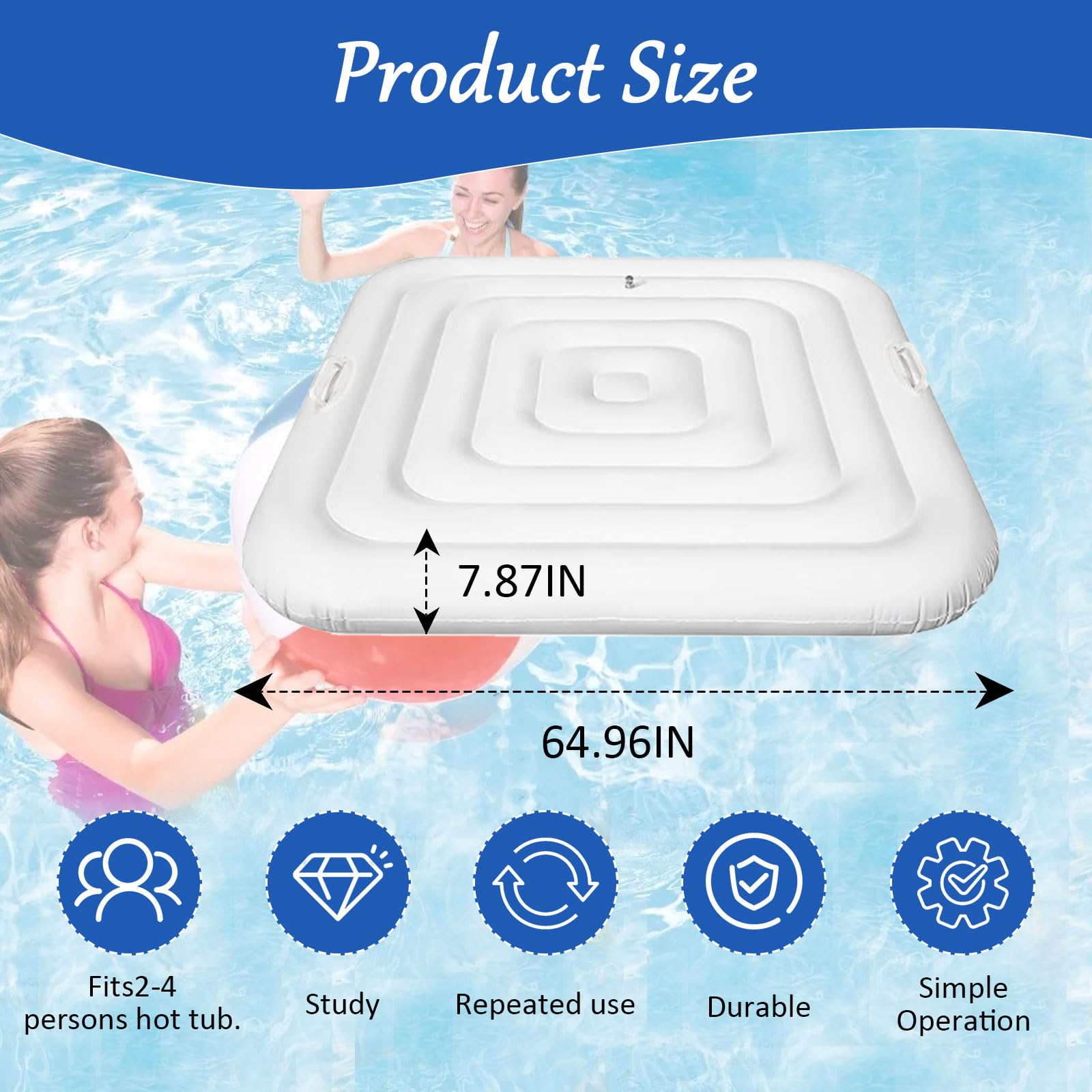 Coperchio di Vasca Idromassaggio Gonfiabile, 165 cm Coperchio Gonfiabile per Spas, Accessori per Vasca Idromassaggio per Piscine, Antivento e Antipioggia, Adatto Piscina Idromassaggio