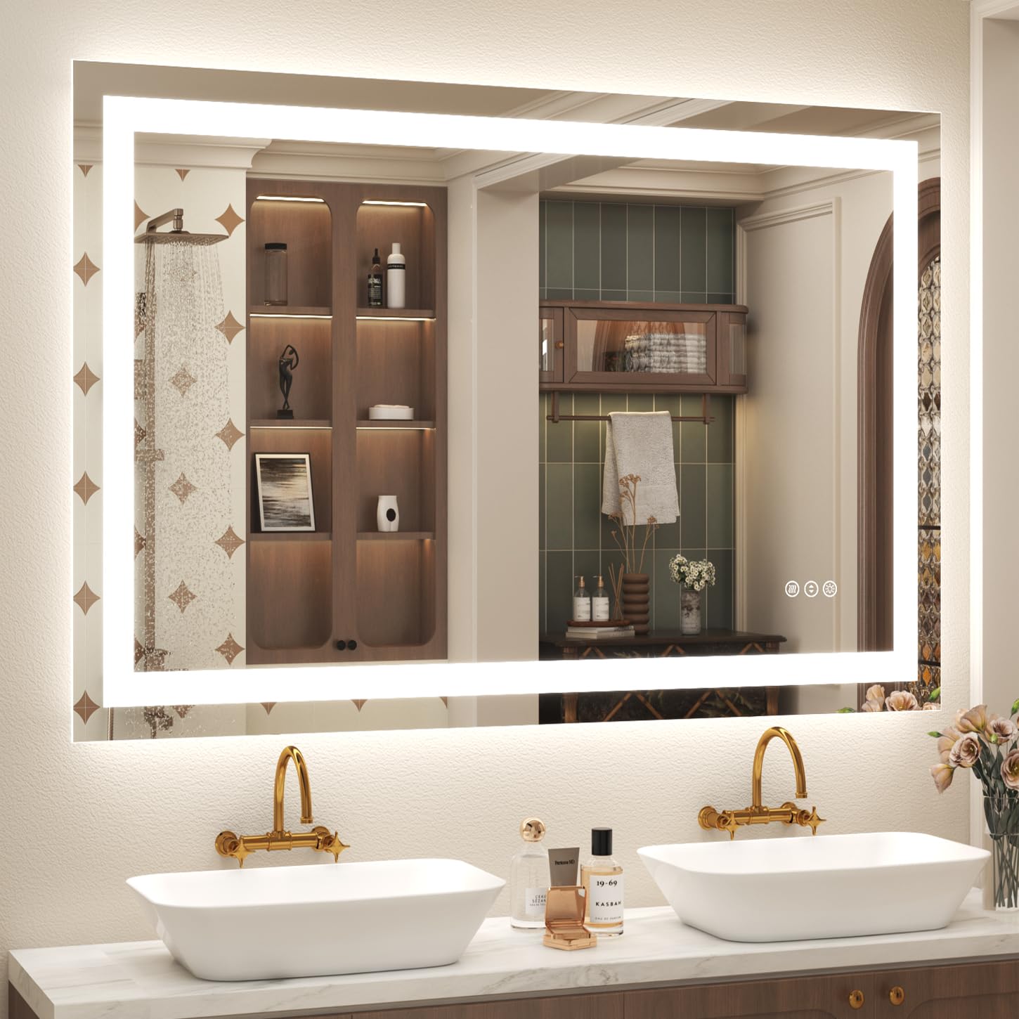 48x30 LED Lighted Bathroom Mirror for Vanity Wall