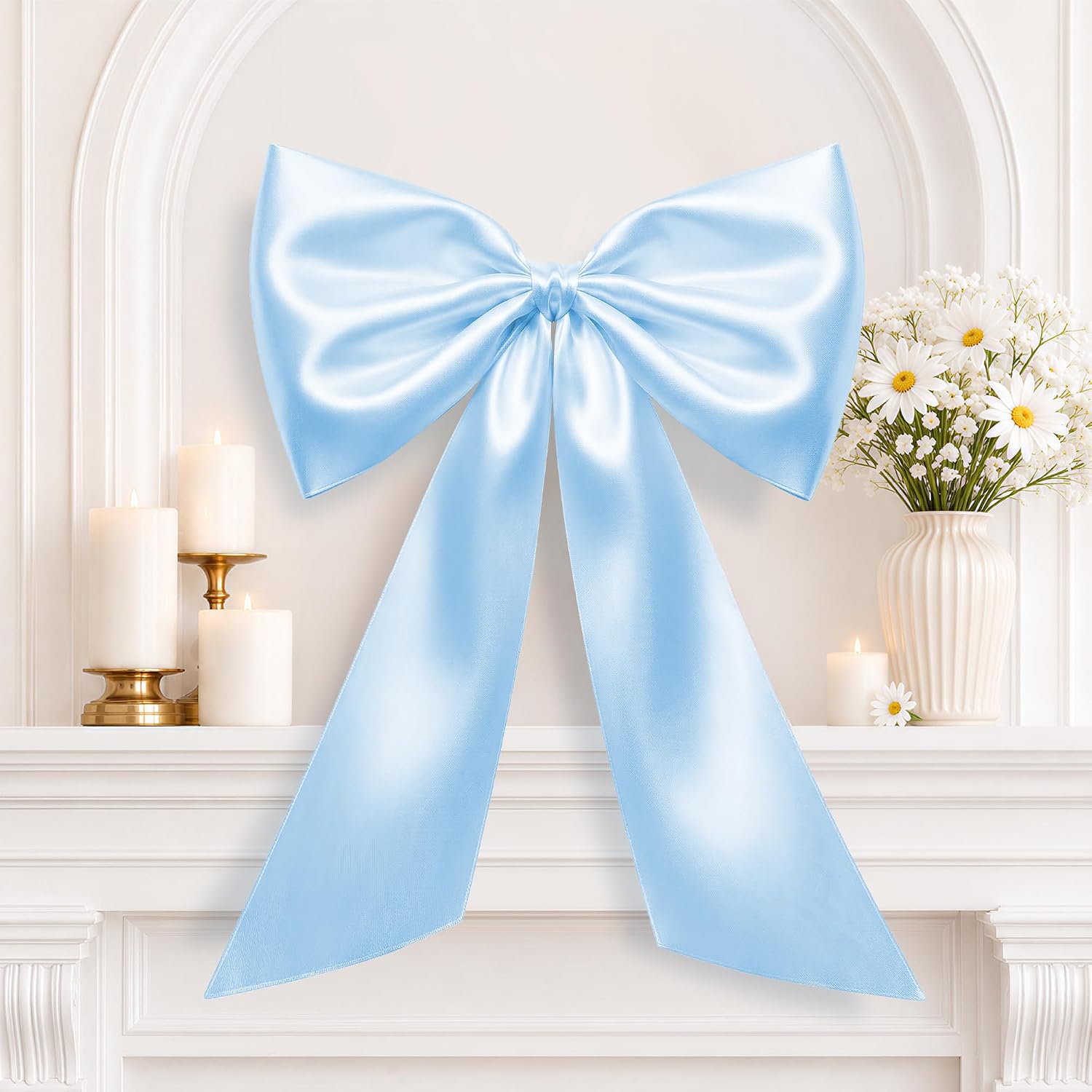 Large 40"x24" Orange Bows for Coquette Room Decor, Satin Ribbon Tie Coquette Birthday Decorations, Giant Orange Bow Hanging Wall Decor, for Birthday Party Wedding (Internal Stability Layer)