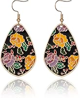 IDEAJOY Bohemian Drop Earrings for Women - Lightweight Floral Epoxy Resin Teardrop Dangles, Colorful Boho Statement Jewelry