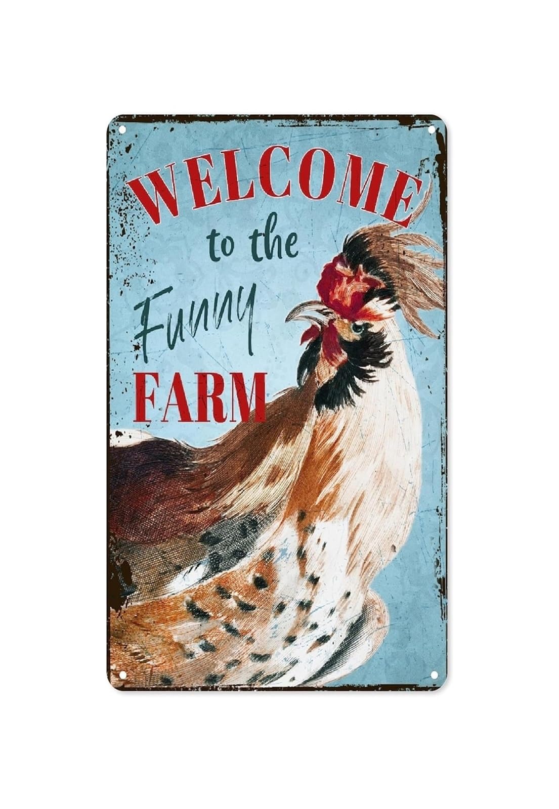 IDGTTLDF Vintage Rooster Sign Metal Tin Sign Country Morning Theme Wall-Art for Kitchen Diner Cafe 8 X 12 inch
