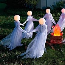 Halloween Decorations, Holding Hands Standing Witches, Sound-Activated Sensor Screaming, 7 Color Luminous Lighting, Waterproof Halloween Witches with Stakes for Outdoor, Pack of 3