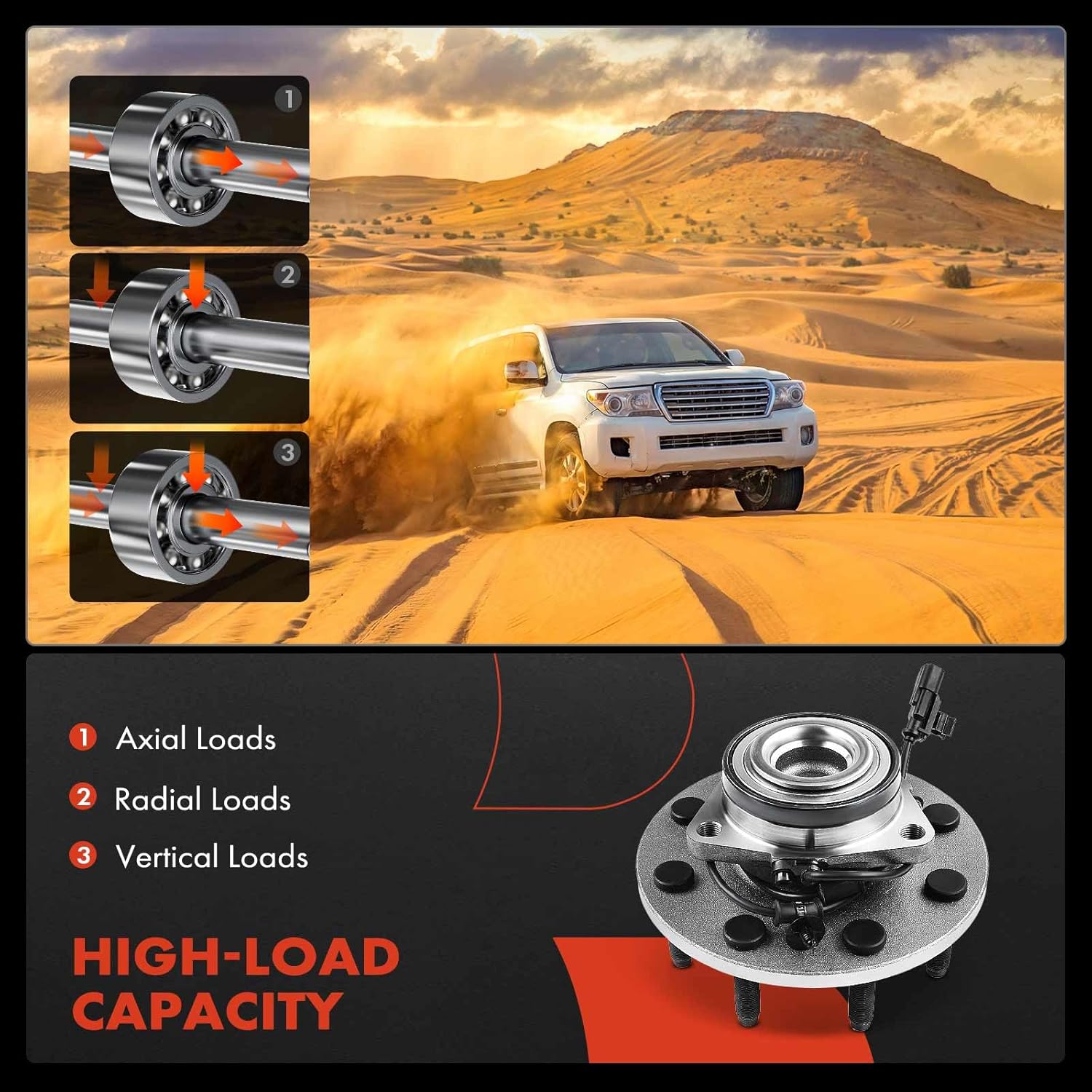 A-Premium Front Wheel Bearing and Hub Assembly with ABS & 8-Lug Compatible with Dodge Ram 1500 2006-2008, Ram 2500 2006-2008, Ram 3500 2006-2008, RWD