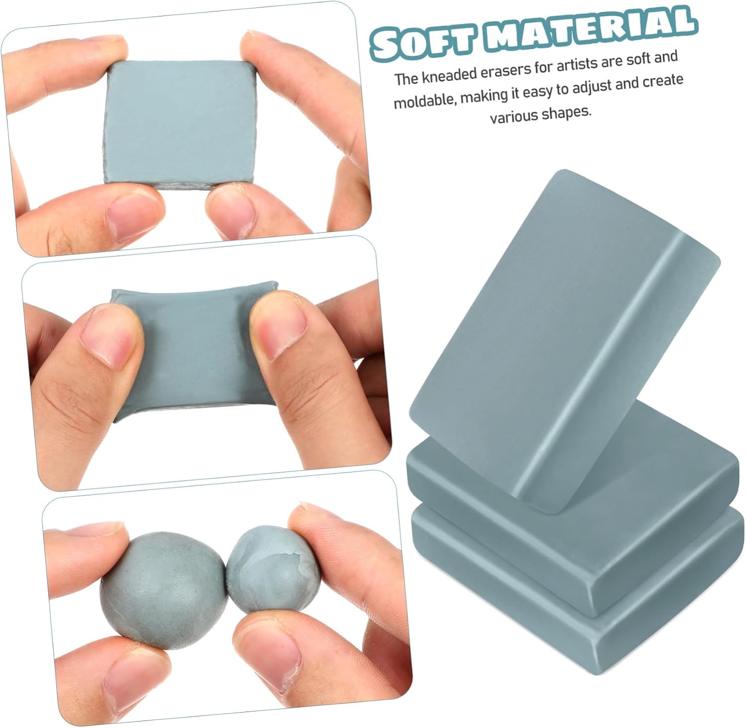 12pcs Kneaded Erasers Soft Moldable Art Eraser Block for Sketching and Drawing Non-Debris Clean Erasing Safe for All Ages for School Use