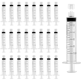 Pack of 25 10 ml Syringes Individually Packed Plastic Syringe Without Needle