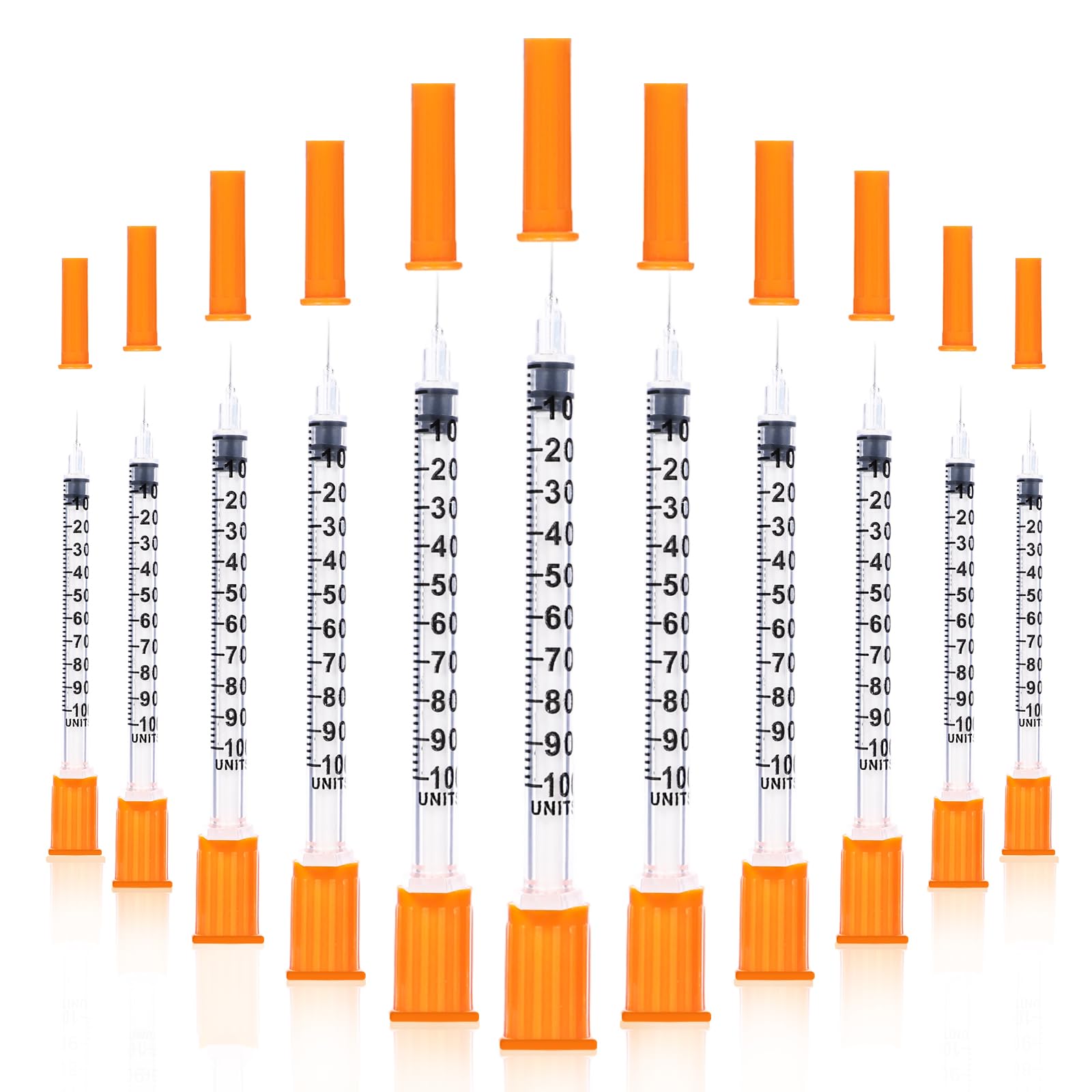Seringue à insuline avec aiguilles, U-100 1ml/cc, 30G 5/16" (8 mm) Boîte de 50 seringues de fournitures de laboratoire emballées individuellement