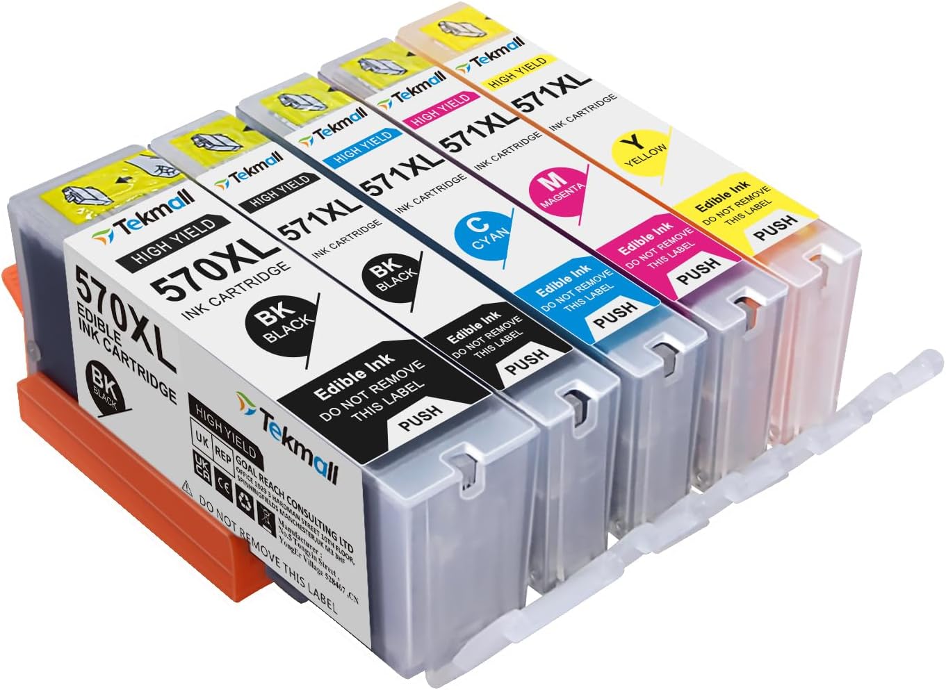 Tekmall PGI-570XL 570 571 Edible Ink Cartridge for Pixma MG5700 MG5750 MG5751 MG5752 MG5753 MG6850 MG6851 MG6852 MG6853 MG7750 MG7751 MG7752 MG7753 TS6050 TS6051 TS6052 TS5050 TS5051 TS5052