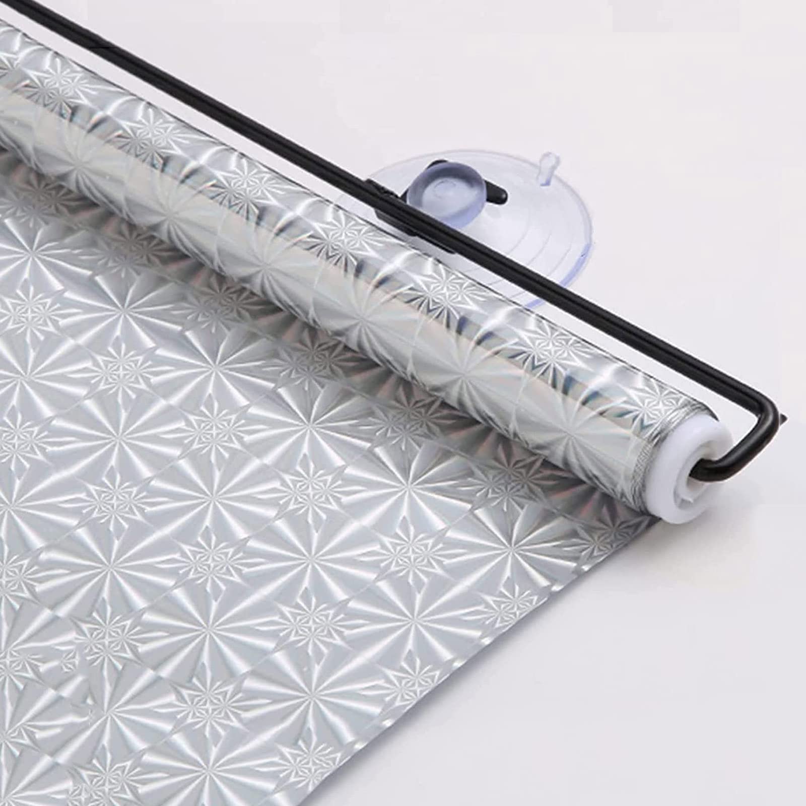 Kgudys Silver Suction Cup Roller Blinds, Temporary Privacy Blinds, Sunscreen Blackout Blinds, No Drilling Blinds Fix, Suitable For Home, Car, Restaurant, Glass Door Window,-58X125cm/22.8X49.2in