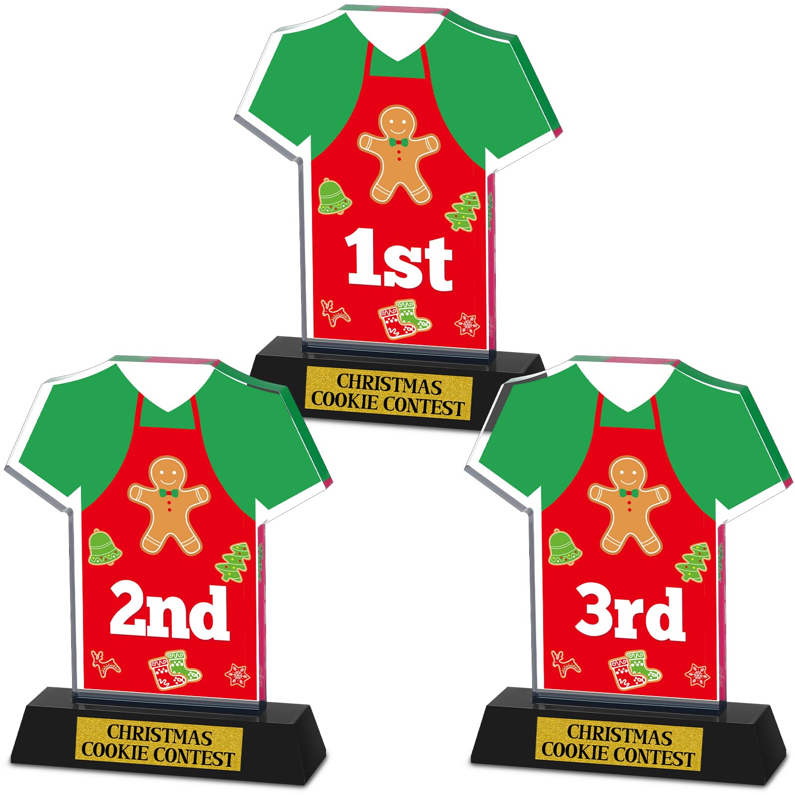 DoubleFill 3 Pcs Christmas Contest Trophy Awards 1st 2nd 3rd Place Competition Kit Party Contest Awards Trophy for Xmas Christmas Party Supplies