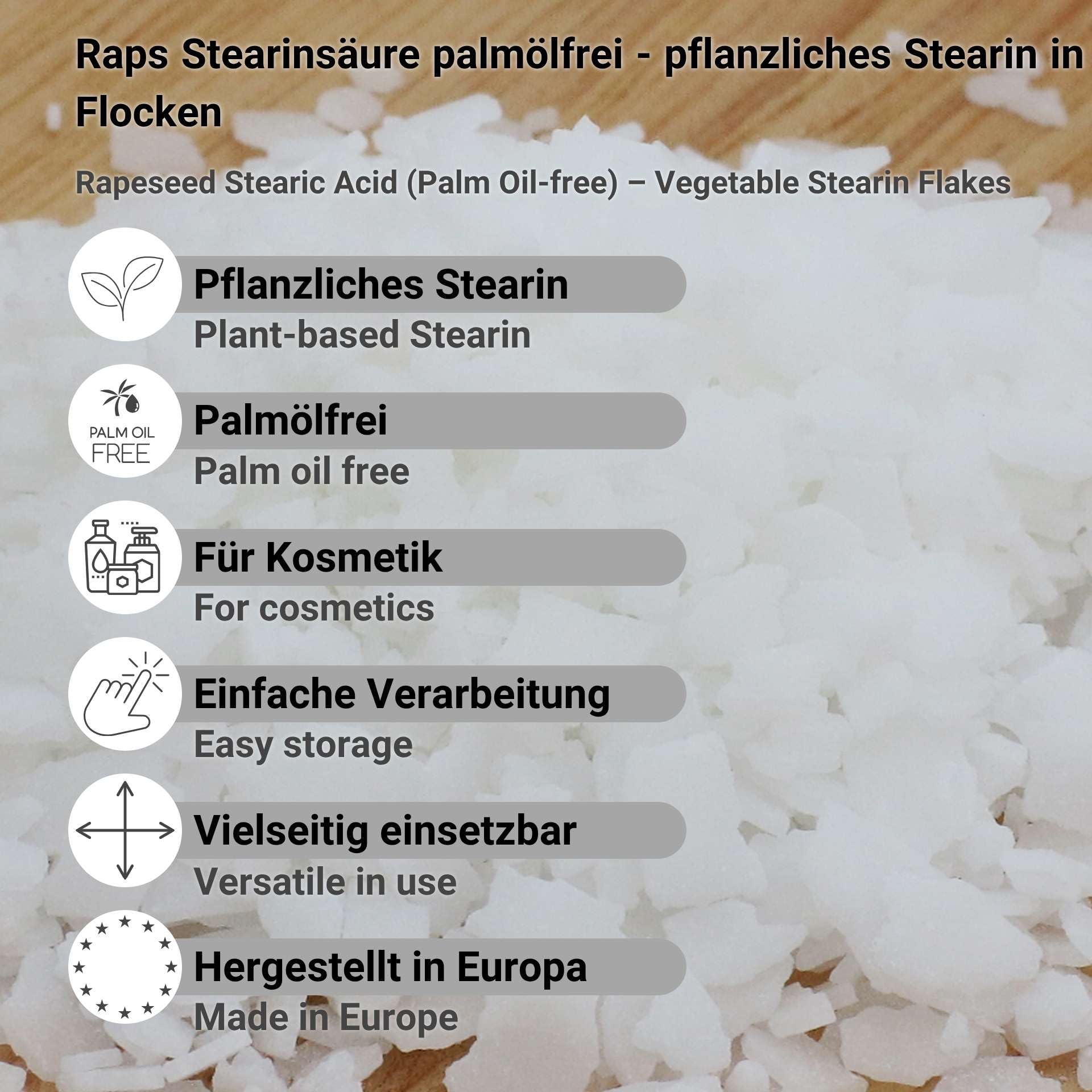 Raps Stearinsäure 10 kg Stearin Wachs pflanzliches Kerzenwachs 100% aus Rapsöl Kerzenherstellung