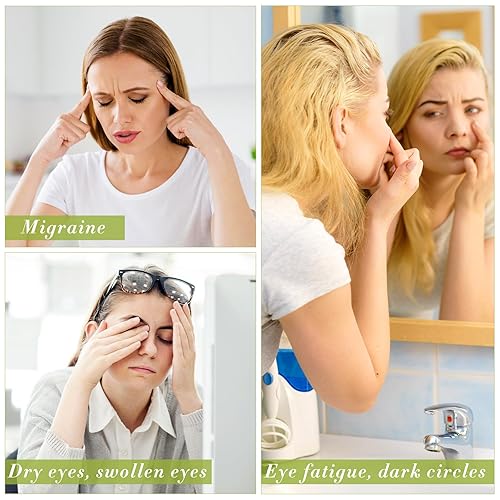 Miniatura 10 de Hercicy 2 piezas de Jade máscara de ojos de jade verde piedra facial máscara de enfriamiento para aliviar la hinchazón, masaje facial, relajar los