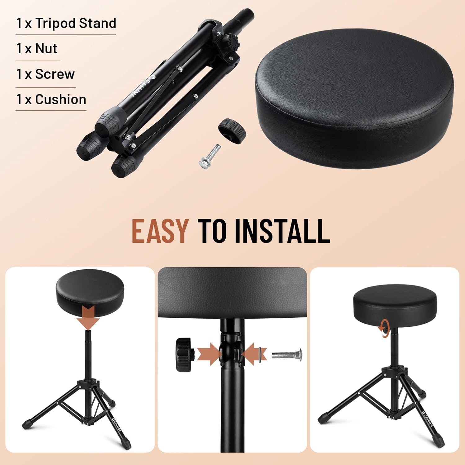CAHAYA Drum Throne Height Drum Stools Padded Drum Seat Folding Universal Drum Chair for Kids and Adult CY0334