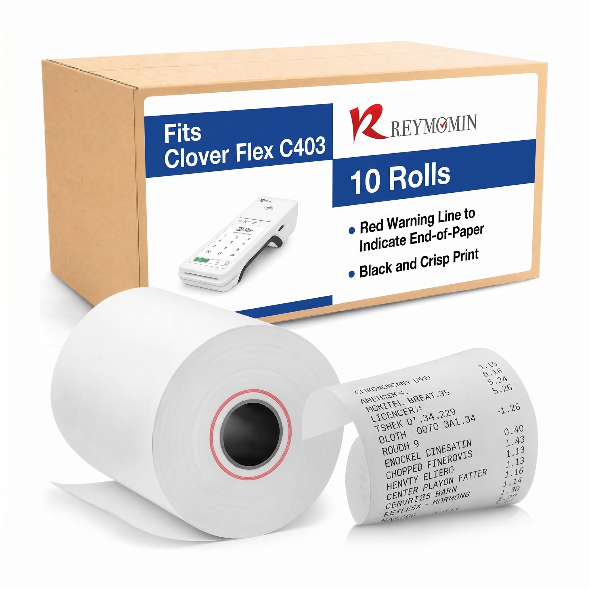 Papel térmico de 2 1/4 x 50-55 GSM, paquete de 10, rollos de papel multiusos para recibos para sistemas POS, rollos de papel blanco para tarjetas de crédito