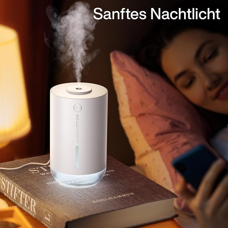 SmartDevil 500ml Hordozható Mini Párásító - USB Asztali Légnedvesítő Növényekhez, Otthonra, Irodába - 2 Párásítási Mód, Automatikus Kikapcso