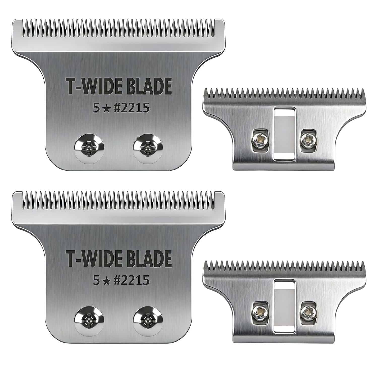 Cuchilla de repuesto profesional 2215 T-Wide, compatible con el cortapelos Wahl 5 Star Detailer Li (8081, 8171), hoja ajustable de acero inoxidable de separación cero (paquete de 2)