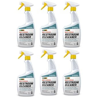 Jelmar CLR PRO Industrial Bathroom Cleaner - Multi-Surface Spray Cleans Hard Water Spots & Restroom Grime, 32 Ounce Spray Bottle Pack of 6