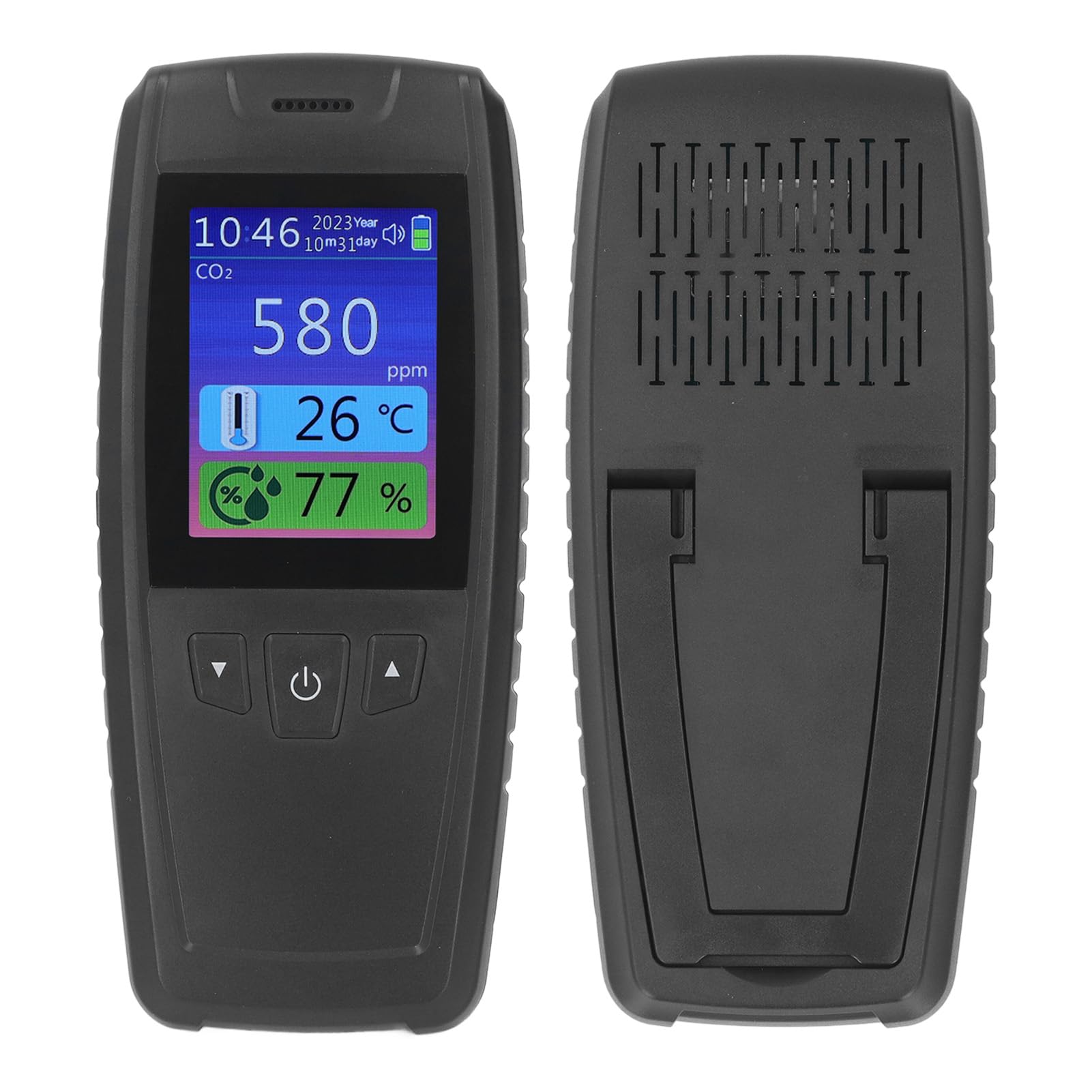 AMONIDA Detector de Dióxido de Carbono Monitor de CO2 Portátil de Alta Precisión para Calidad del Aire Interior Oficina en Casa ABS 1 Unidad