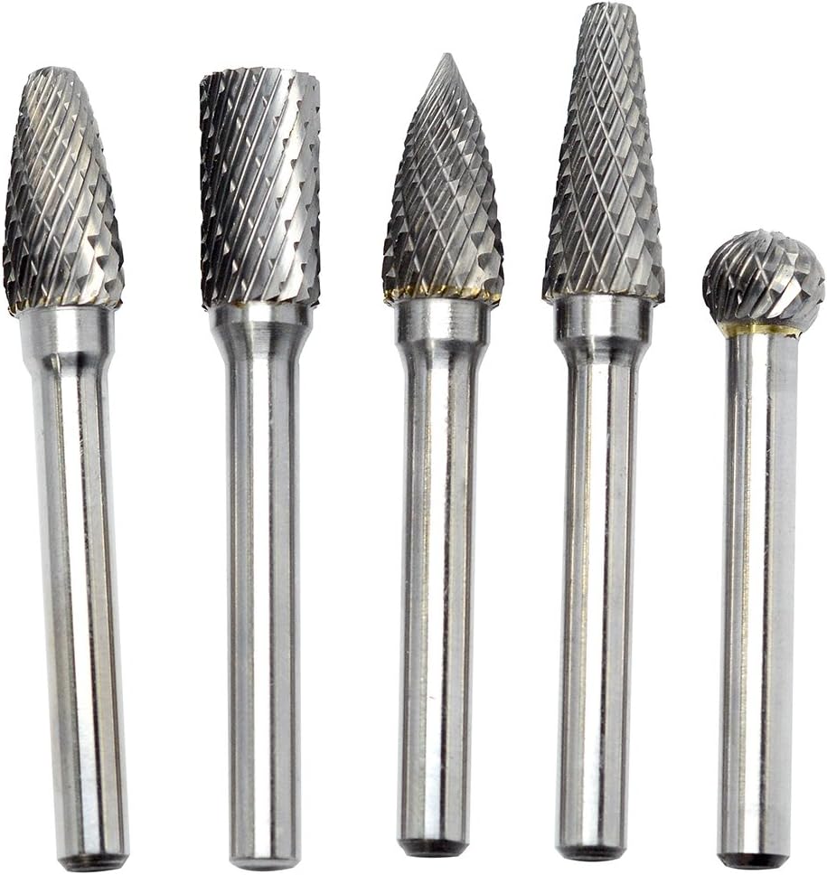 5Pcs 10MM Head Tungsten Carbide Rotary Burr Set 1/4-Inch Shank Carbide Burrs For Die Grinder Cutting Burs Grinder Drill Metal Polishing…