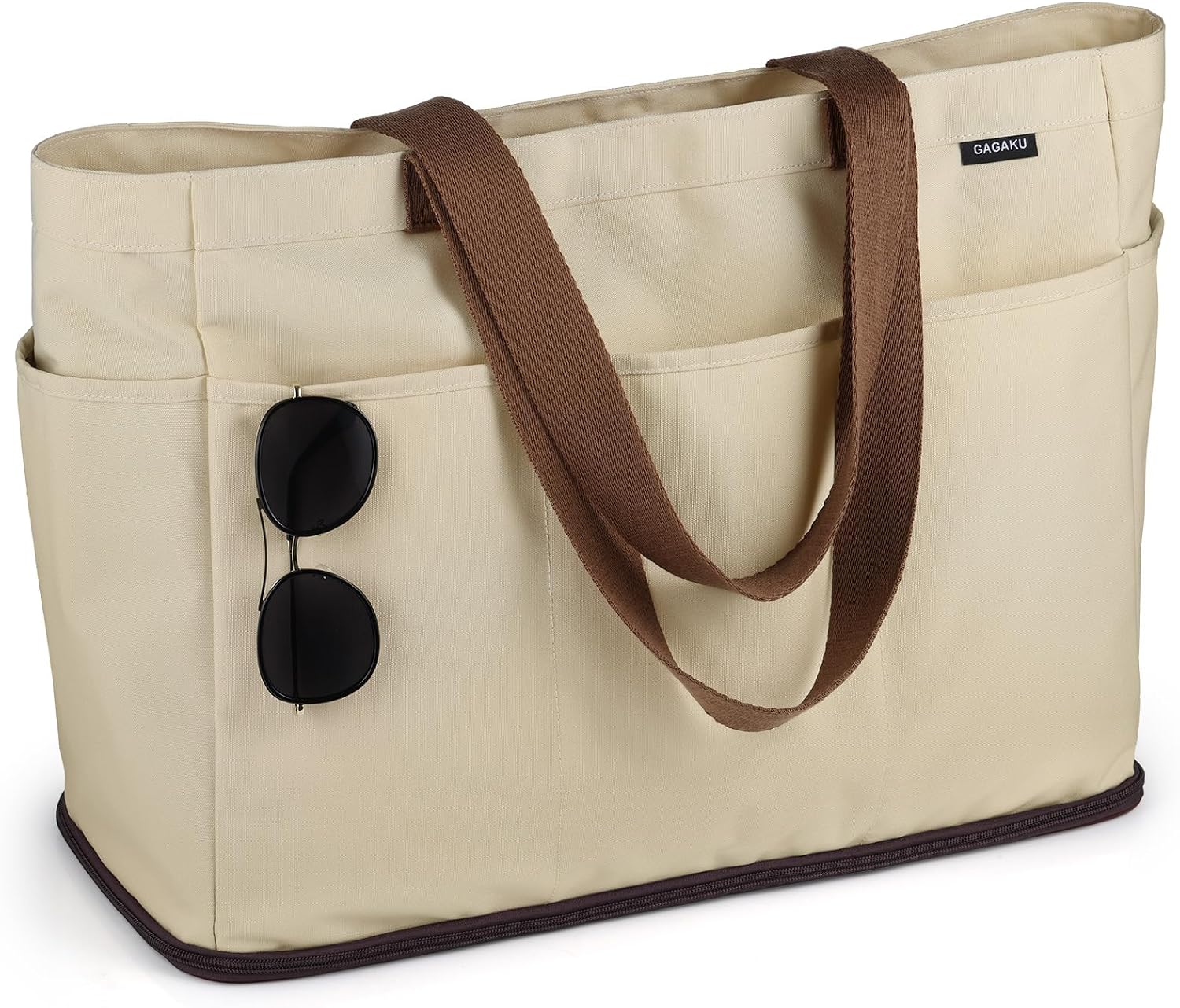 GAGAKU XL Beach Bag with Zipper & Cooler Pockets