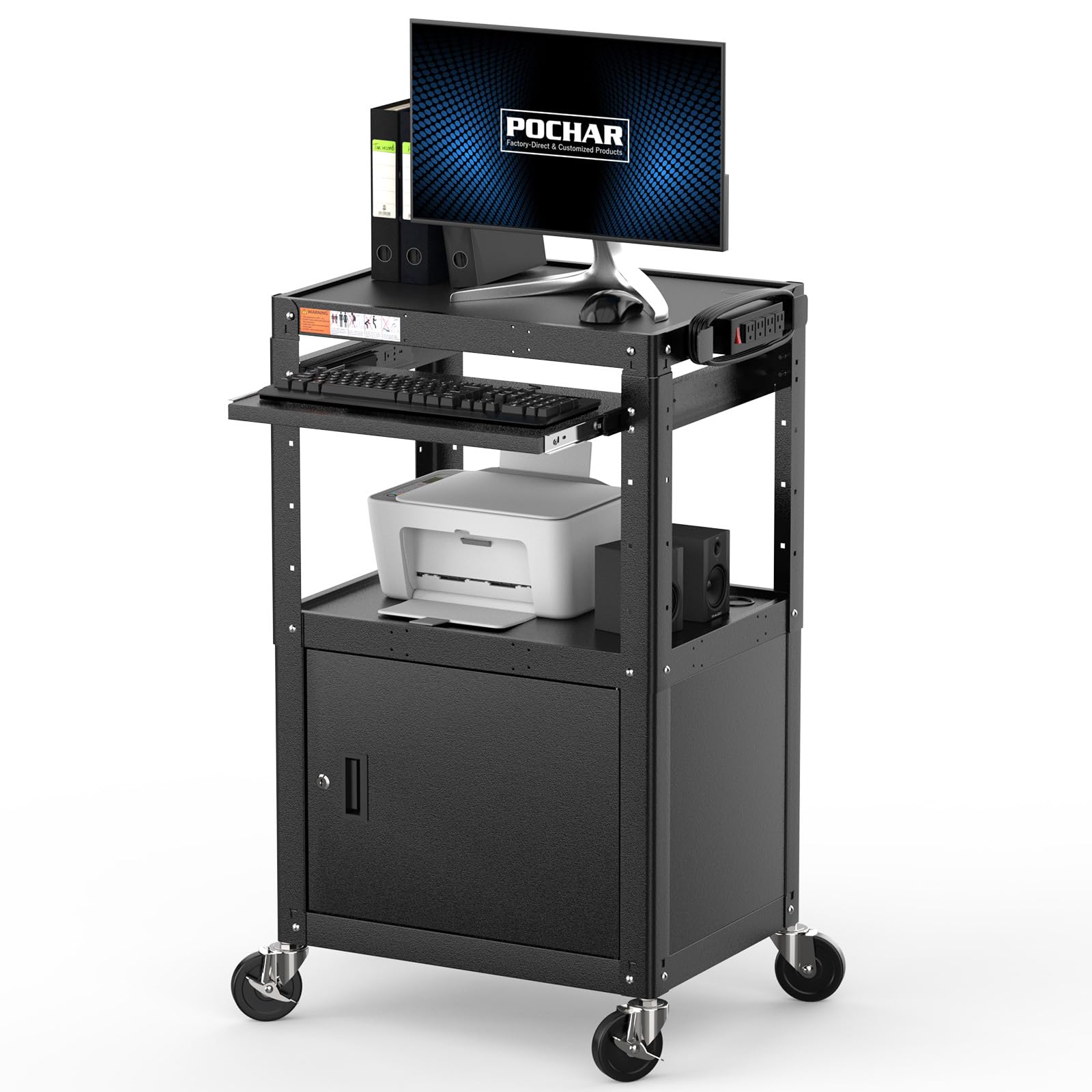 Amazon.com: POCHAR Rolling AV Cart Height Adjustable Media Cart