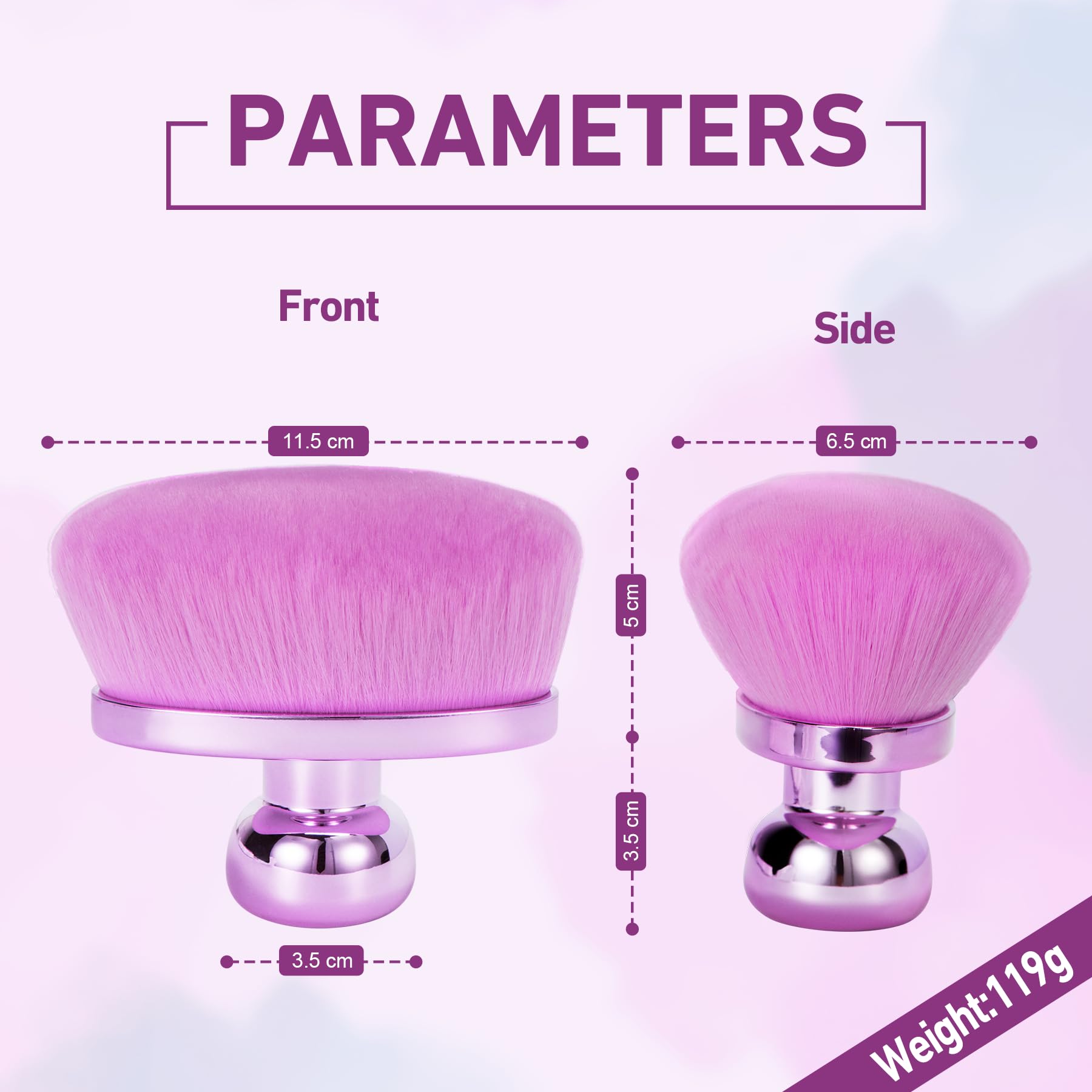 Yoseng-Purple - Brocha de maquillaje corporal extra grande para autobronceador, 115 mm de ancho, ovalada, cepillo corporal Kabuki para mezclar y difuminar, fibra vegana, cepillo autobronceador para