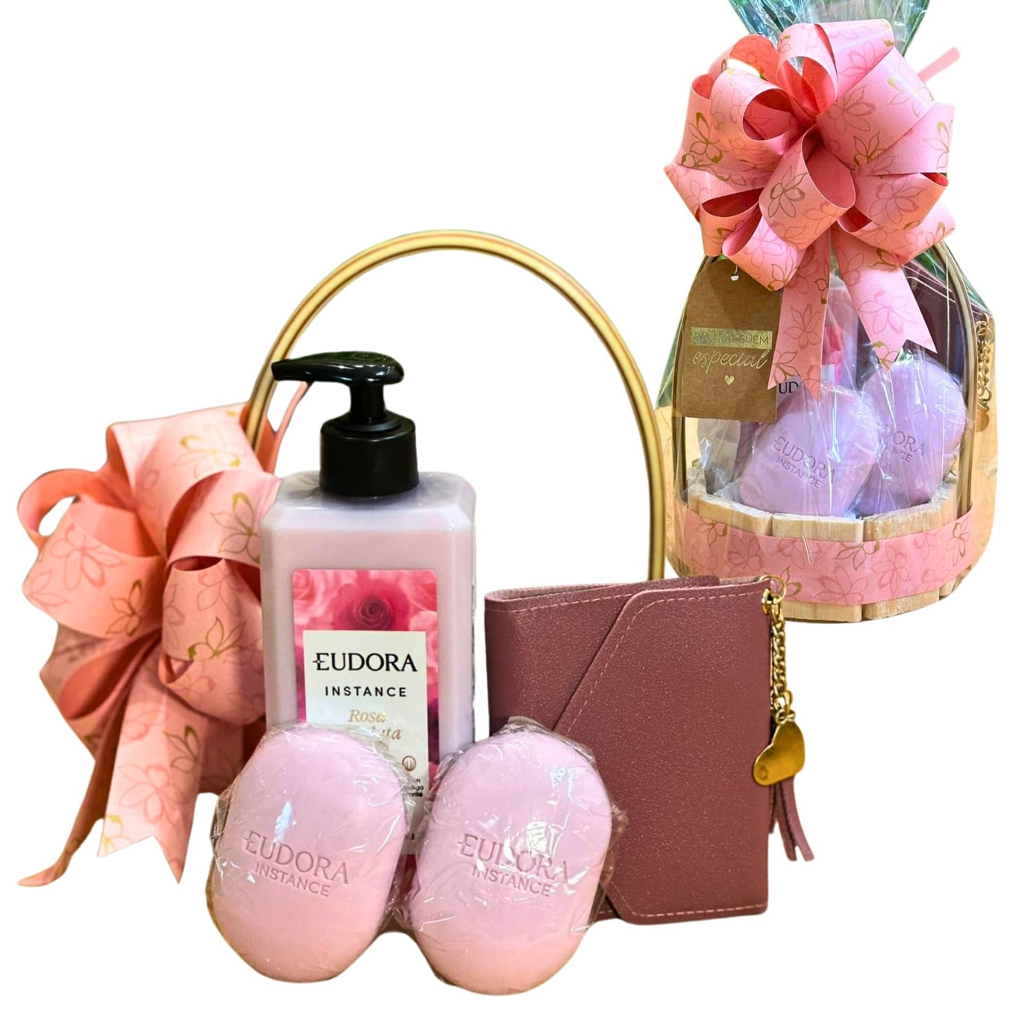 Cesta Presente Feminina Hidratante Corporal Sabonetes Carteira