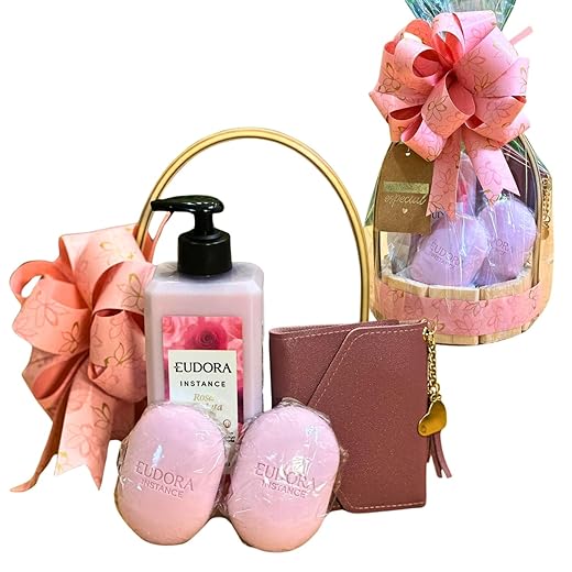 Cesta Presente Feminina Hidratante Corporal Sabonetes Carteira