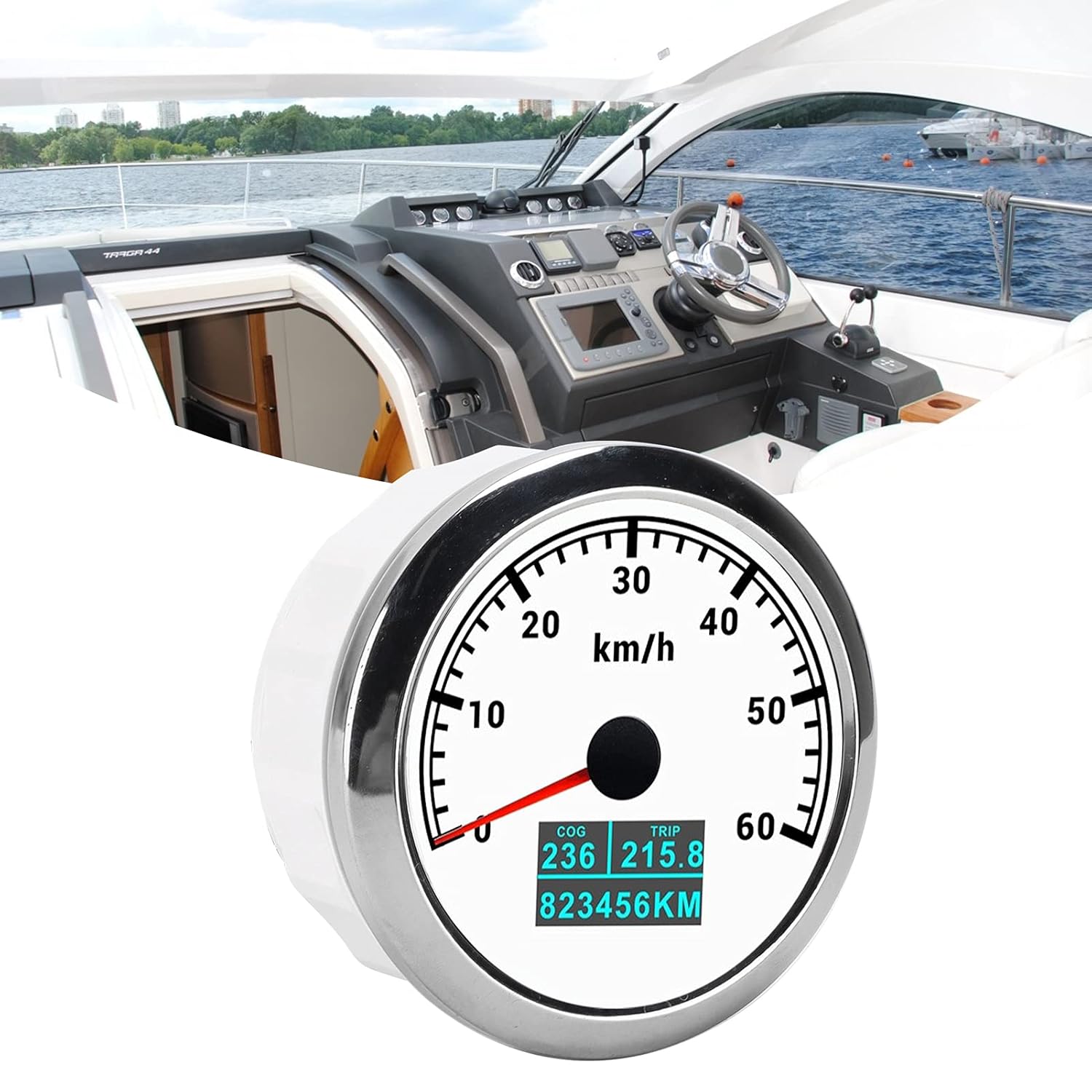 GPS Speedometer with Dual Display 60kmh Speed Gauge for Boat, Car, and Truck COG Trip Mileage Universal Odometer