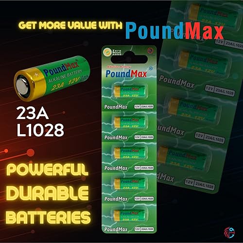 Miniatura 4 de PoundMax Paquete combinado de baterías alcalinas de 23 A  L1028 de 12 V, 5 unidades
