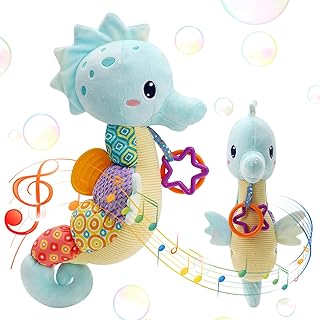 Luckits Multifunctional Toddler Toy, Colourful Baby Toy with Music, Plush Seahorse for Biting, Grasping and Making Sounds for Newborns, Birthday, Christmas, Gift