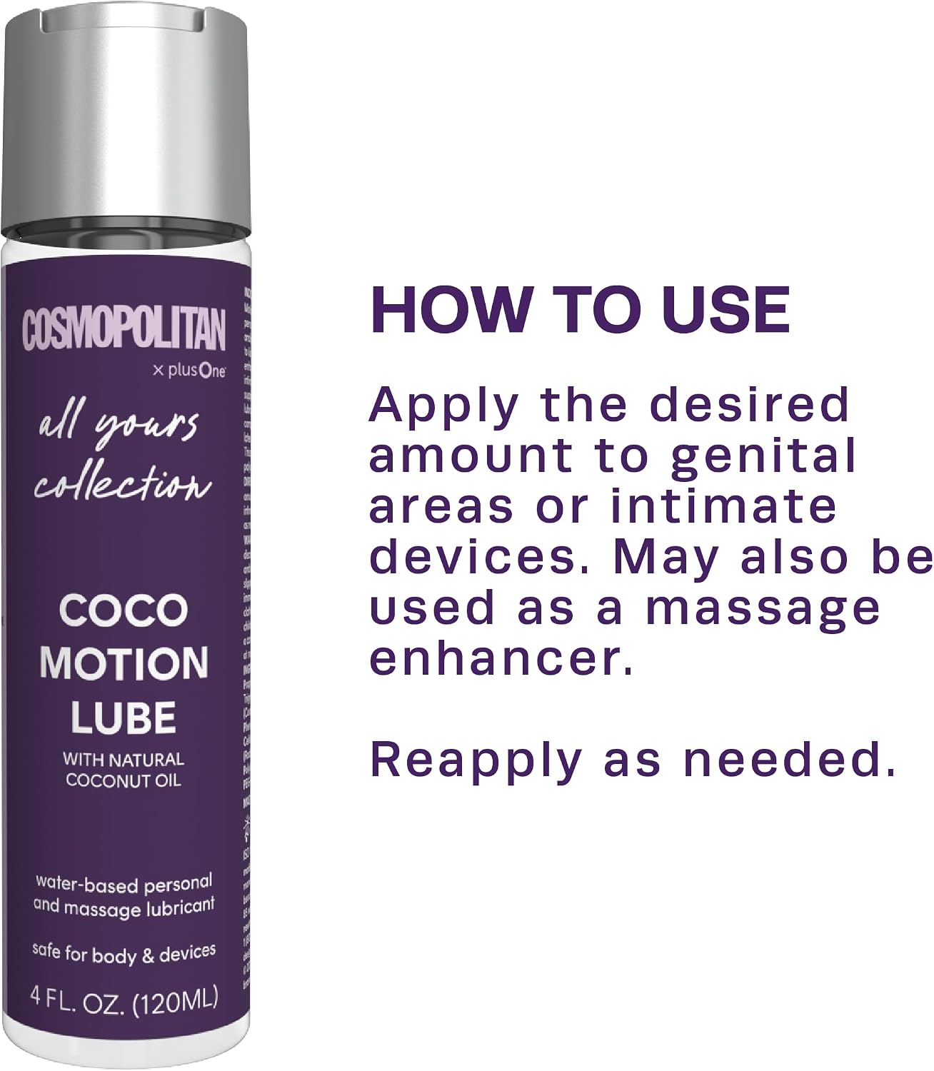 Cosmopolitan X plusOne Coco Motion Water Based Lube Personal Lubricant with Natural Coconut Massage Oil, Happy Anal Lube Sex for Couples, Smooth Water Based Lubes for Sex | Natural Coconut Massage Oil, Happy Anal Lube Sex for Couples, Smooth Water Based Lubes for Sex