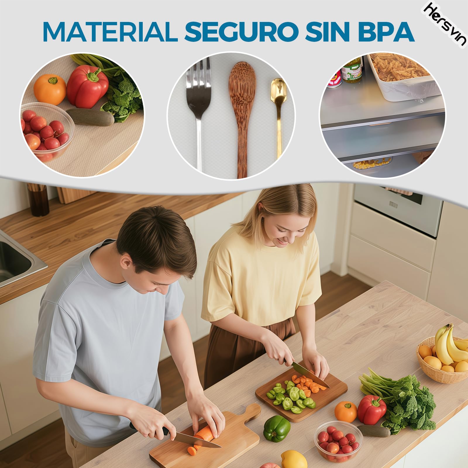Hersvin 50cmx600cm Plastico Protector para Cocina Cajones, Alfombras Non Adhesivo para Nevera Mueble Fregadero Estante Organizador Cubiertos EVA Cubre Encimera(Transparente Punto)