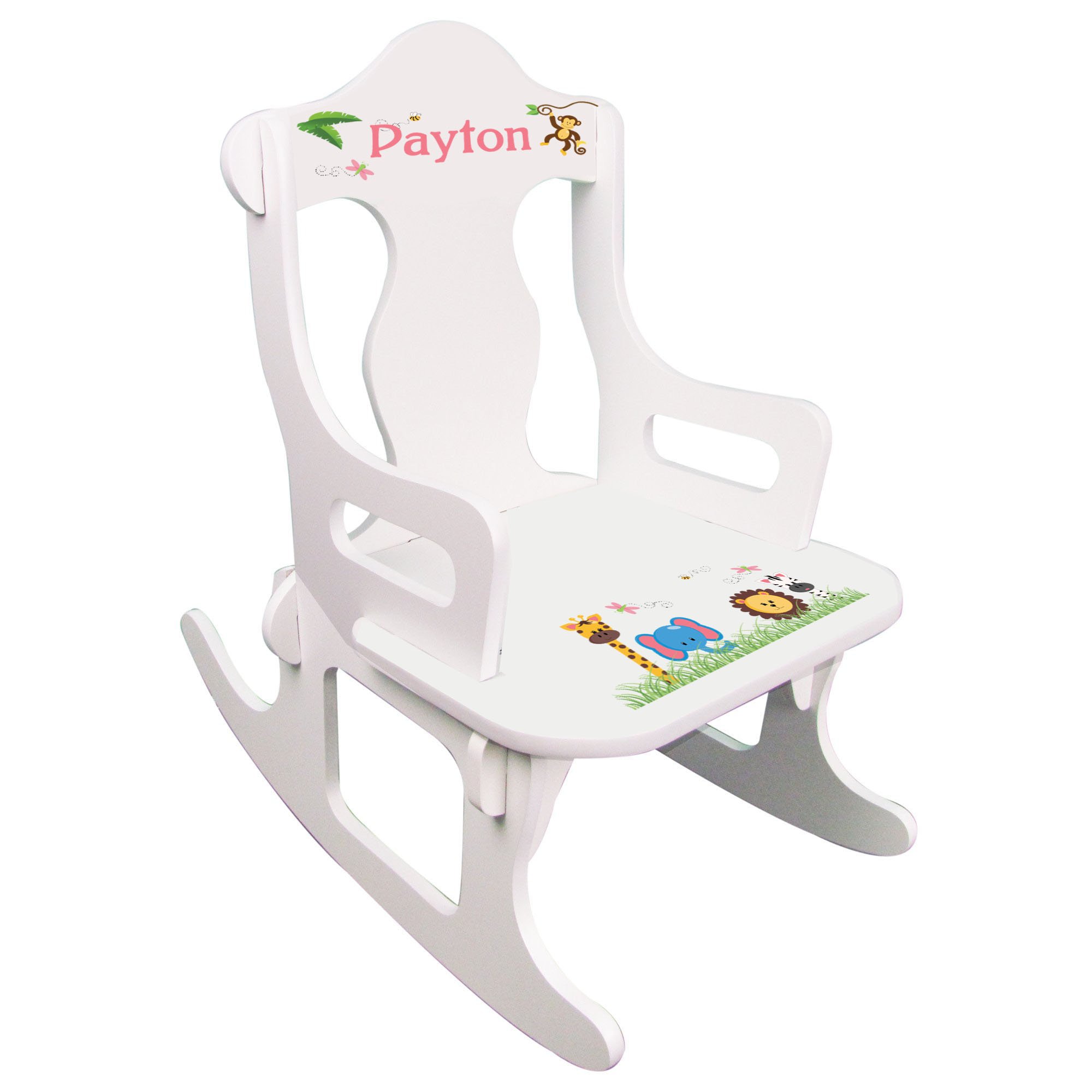 My Bambino Child's Personalized Jungle Animals Puzzle Rocker Toddler Rocking Chair