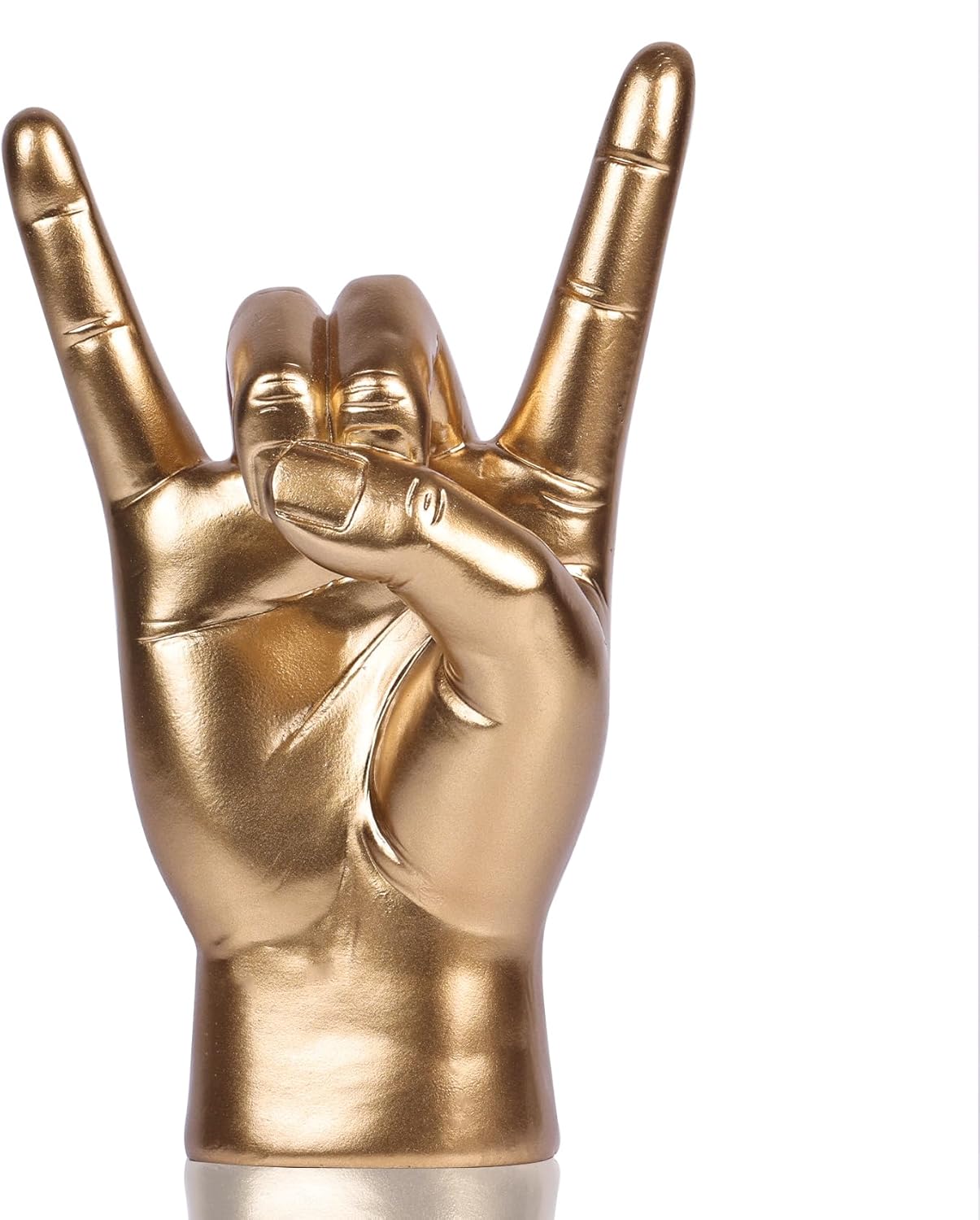 YUNSHID 7.7" Gold Resin Hand Sign Sculpture - Rock Enthusiast’s Decorative Statue for Home & Office, Artistic Tabletop Symbol of Music Passion Bookshelf, Desk & Mantel Decor in Home or Office