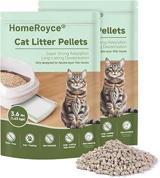 Cat Litter Pellets Exclusively for Double Layer Cat Litter Box, Super Odor Control Zeolite Litter, Non Clumping Cat Litter, Low-Tracking, Low Consumption, Unscented 3.6lb x 2
