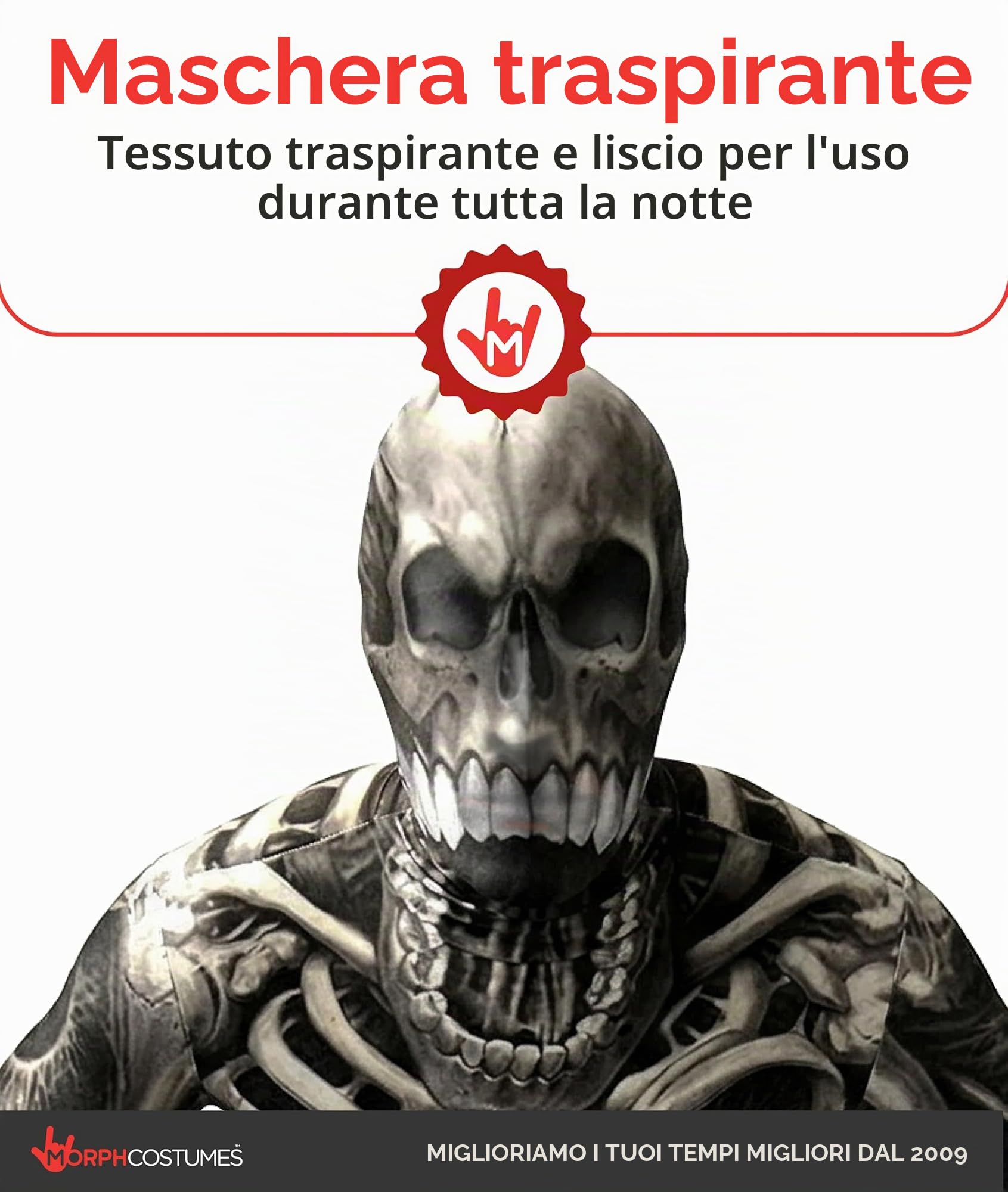 Morphsuits Costume Arachnomania Adulti, Costumi Halloween Uomo | Tuta Integrale Grigia con Cappuccio, Tinta Unita Versatile, Chiusura con Zip, Perfetto per Halloween, Ideale per il Cosplay
