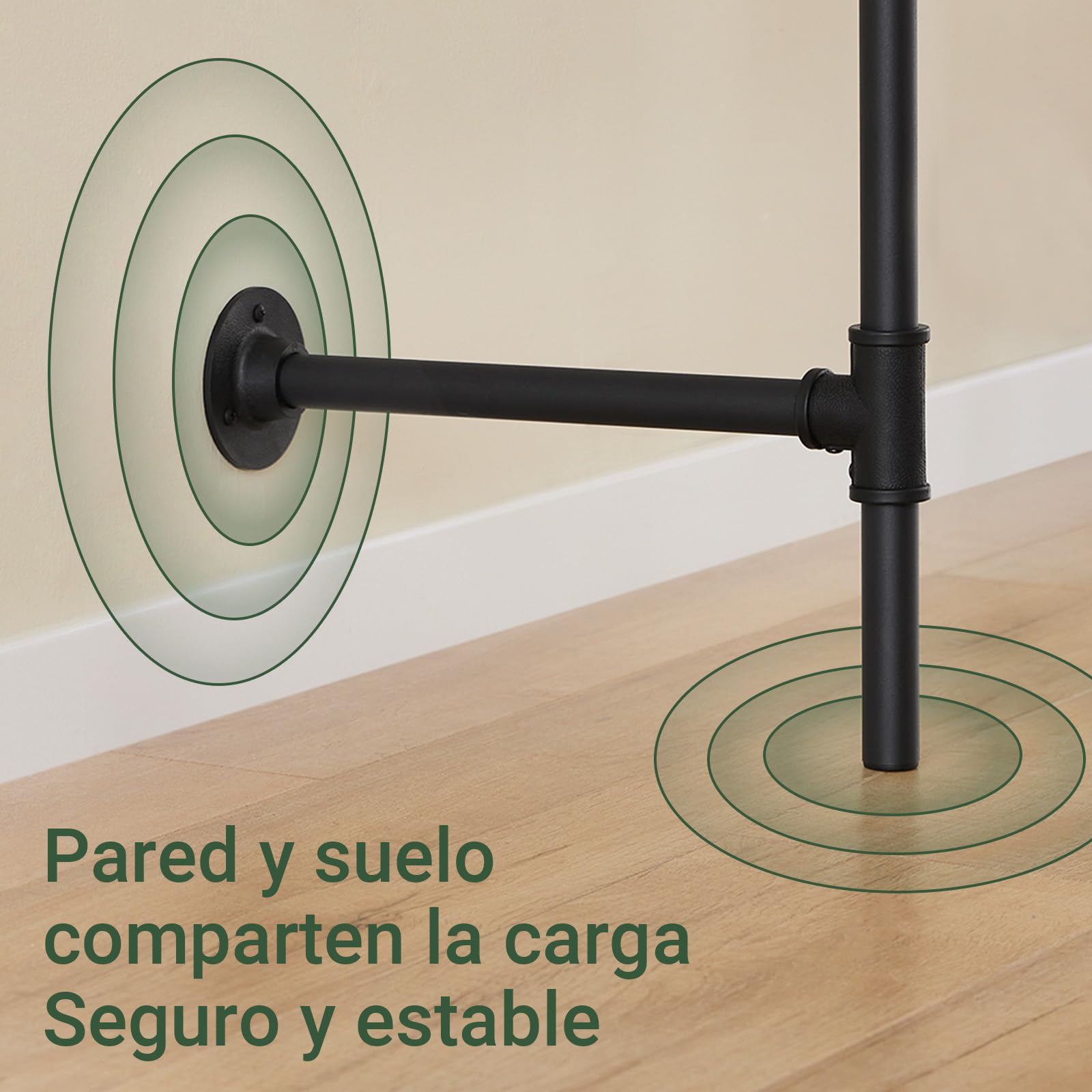 SoBuy perchero de pared con 3 barras y estantes MDF, 168x46x220cm entrada | Perchero industrial para ropa con almacenamiento vertical, estructura práctica para dormitorio, color negro, KLS18-SCH