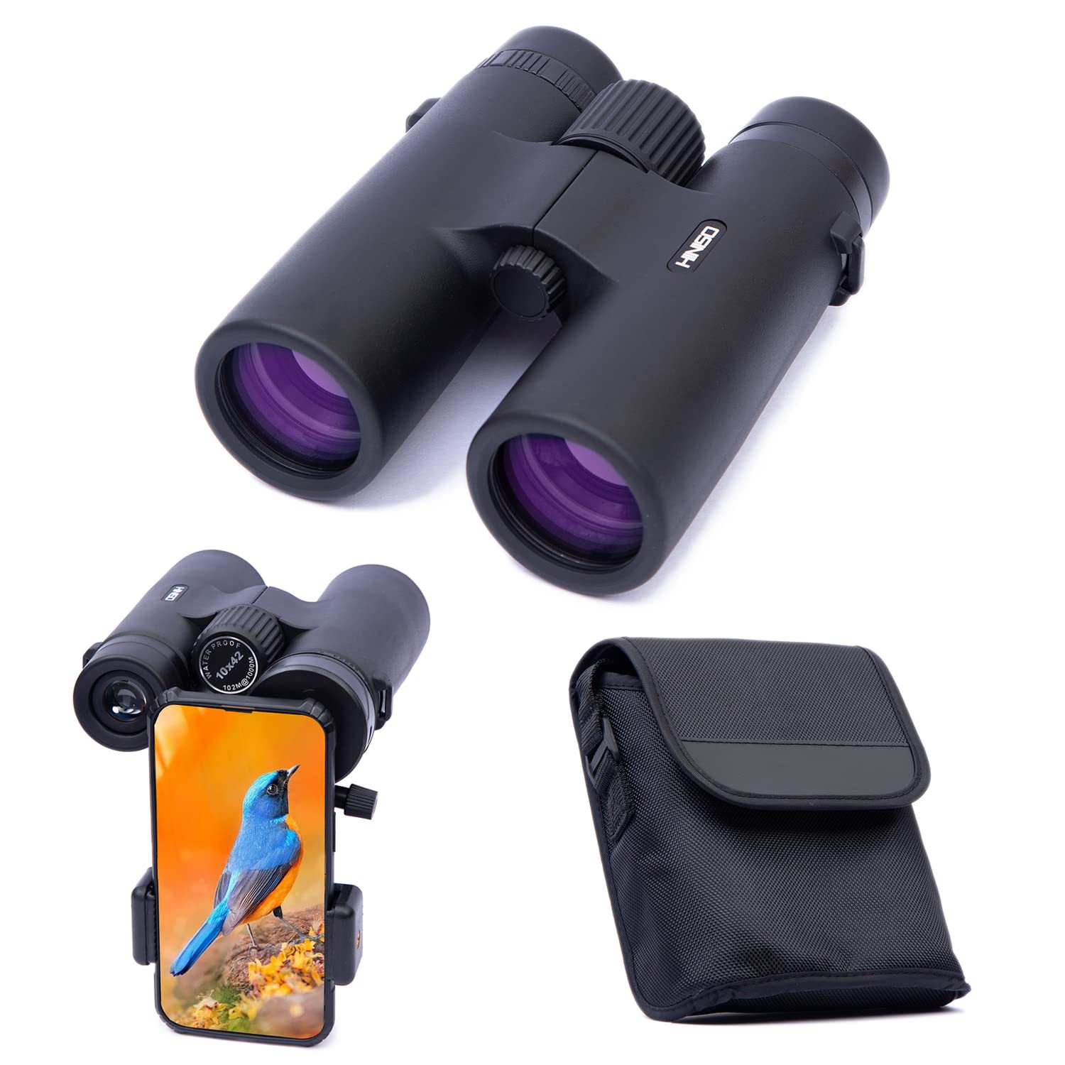Hiniso 10X42 HD Professional Binoculars for Adults with Universal Phone Adapter & Case for Bird Watching, Travel Stargazing, Sports-BAK4 Roof Prism FMC Lens Lightweight Waterproof, Fogproof (B0BYDBL472) Amazon Price History, Amazon Price Tracker