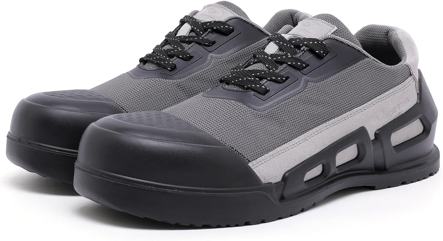 DRKA Men's Steel Toe Work Sneakers for Construction, Waterproof Safety Shoes Slip Resistant, Anti Puncture Composite Toe for Warehouse, Industrial, Electrical Work