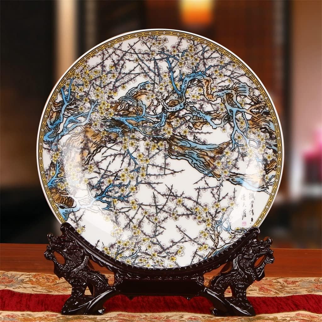 Jingdezhen Ceramics Plum Plate Set Hanging Plate Flower Disk Chinese Classical Home Decoration