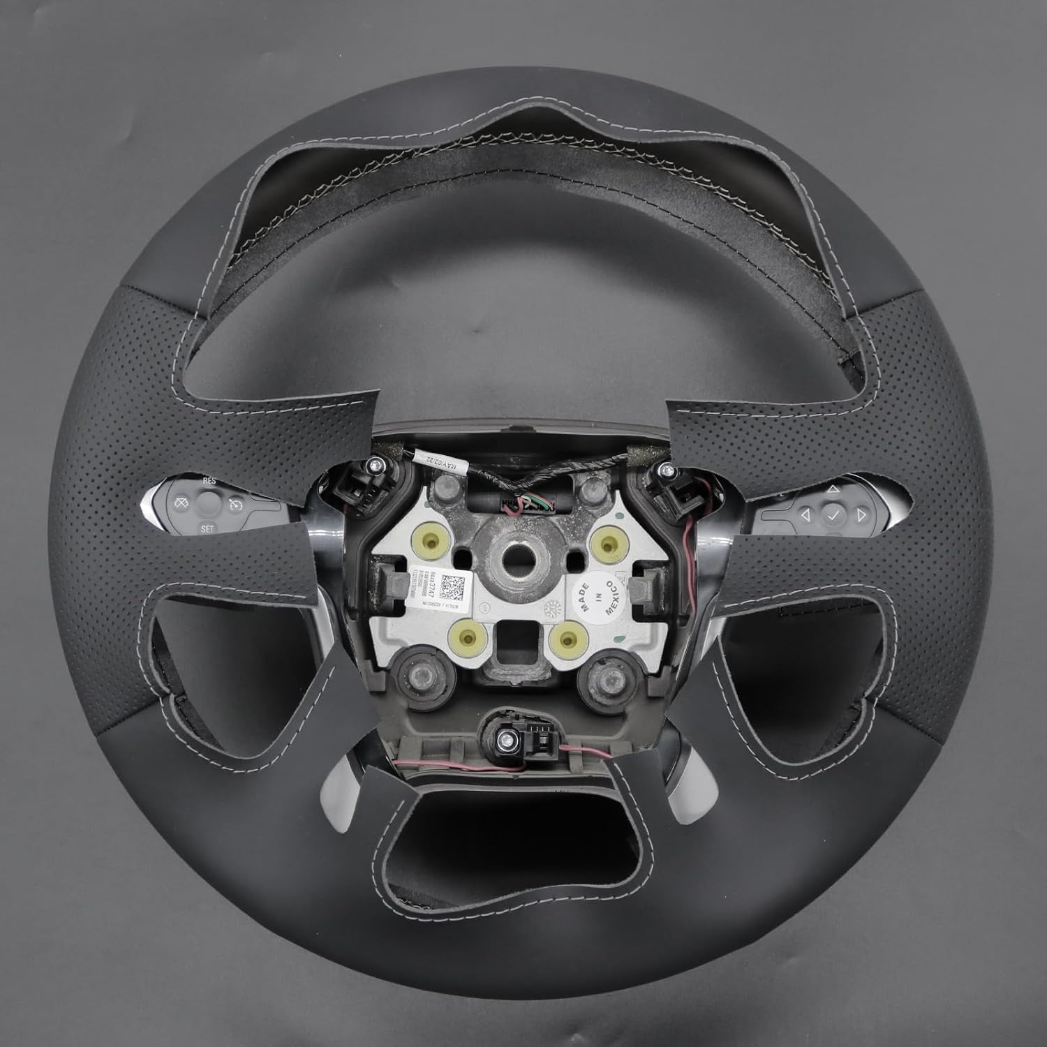 MEWANT Steering Wheel Cover Compatible with Chevy Silverado 1500 / Silverado 1500 LD / 2500/3500/ 4500HD / 5500HD / 6500HD Hand-Stitched Microfiber Leather Steering Wheel Wrap