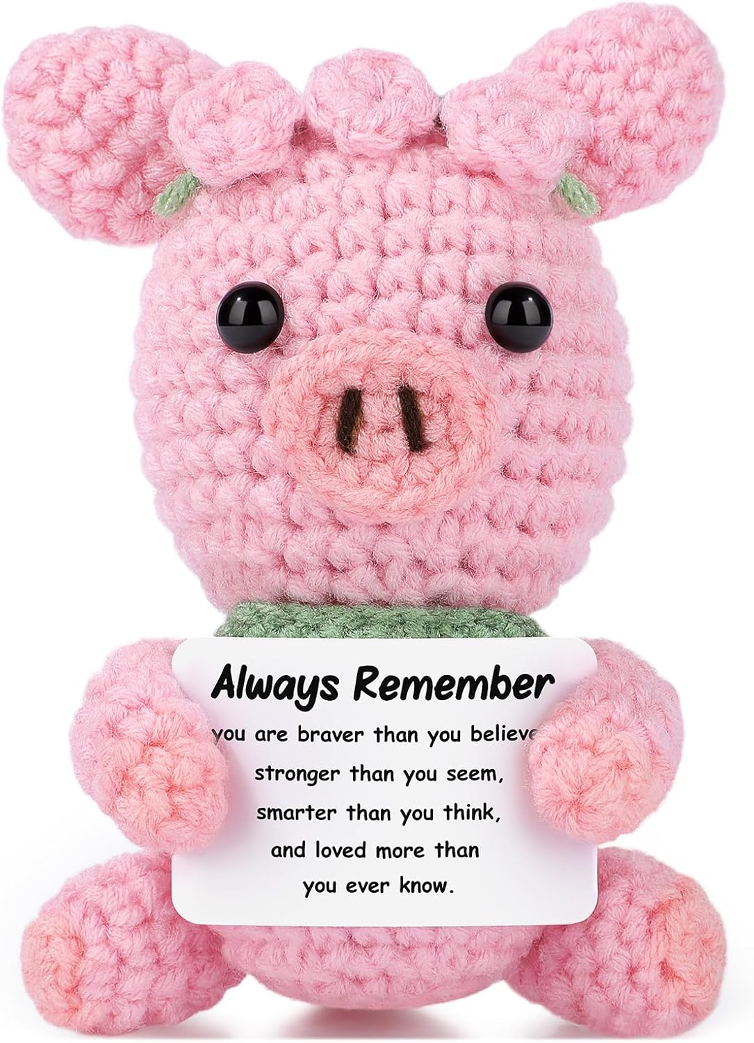 JoycuFF Positive Emotional Support Crochet Animals Pink Pig, Christmas Valentines Day Graduation Thank You Birthday Gifts for Women Coworkers Handmade Crochet Pig