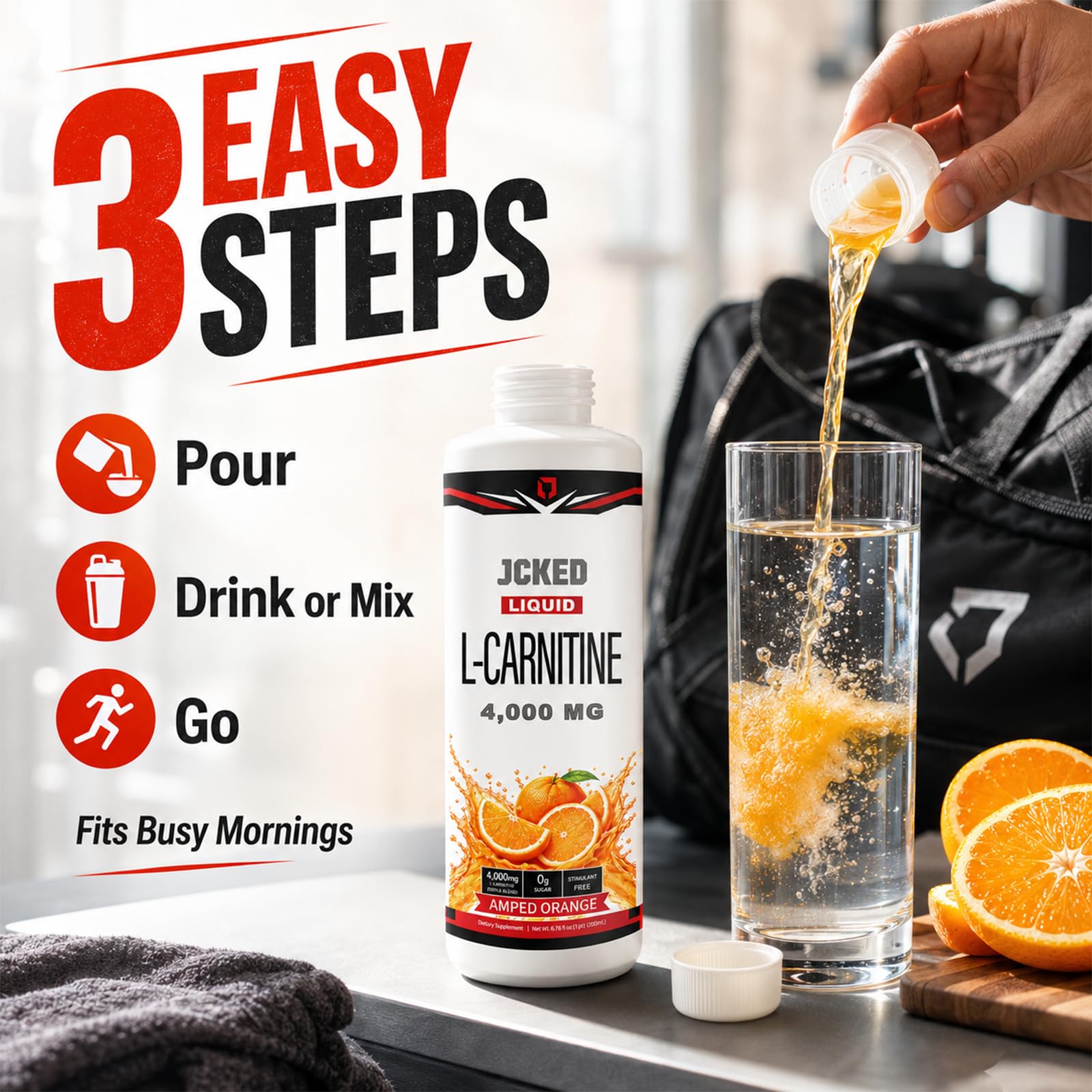 L-Carnitine 4000 Amped Orange, L-Carnitine Supplements 6.76 FL OZ — Amazon image 5