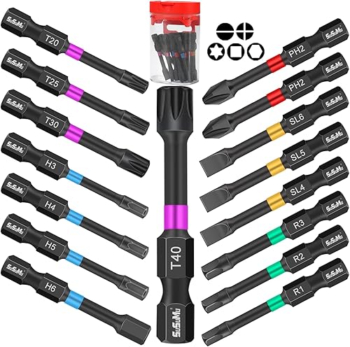 Miniatura 5 de Brocas Torx T50 para destornillador de impacto, SuSuMu 20 piezas T50 de 2 pulgadas de impacto magnético #50 Torx Head Power Bits, S2 aleación de