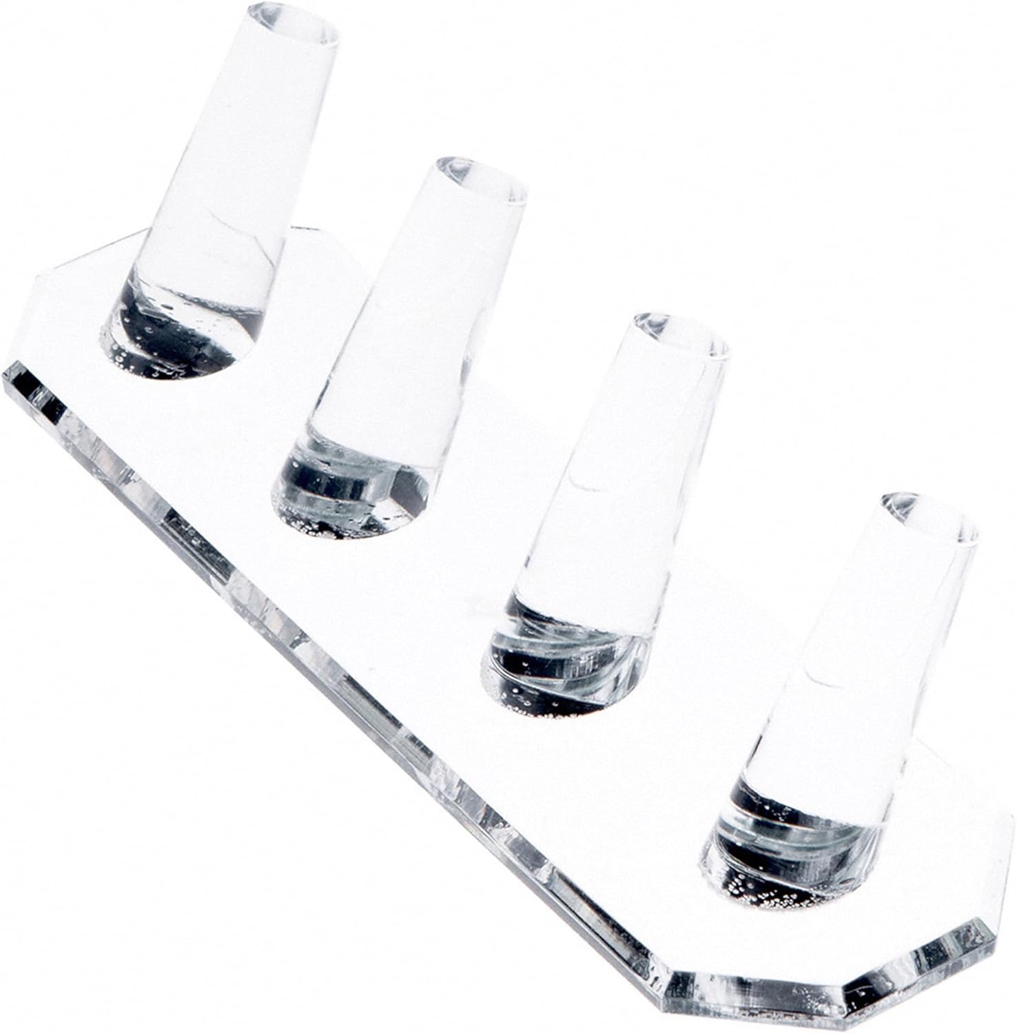 Plymor Clear Acrylic Ring Finger Display, Four, 6.875" W x 2" D x 1.75" H (2 Pack)