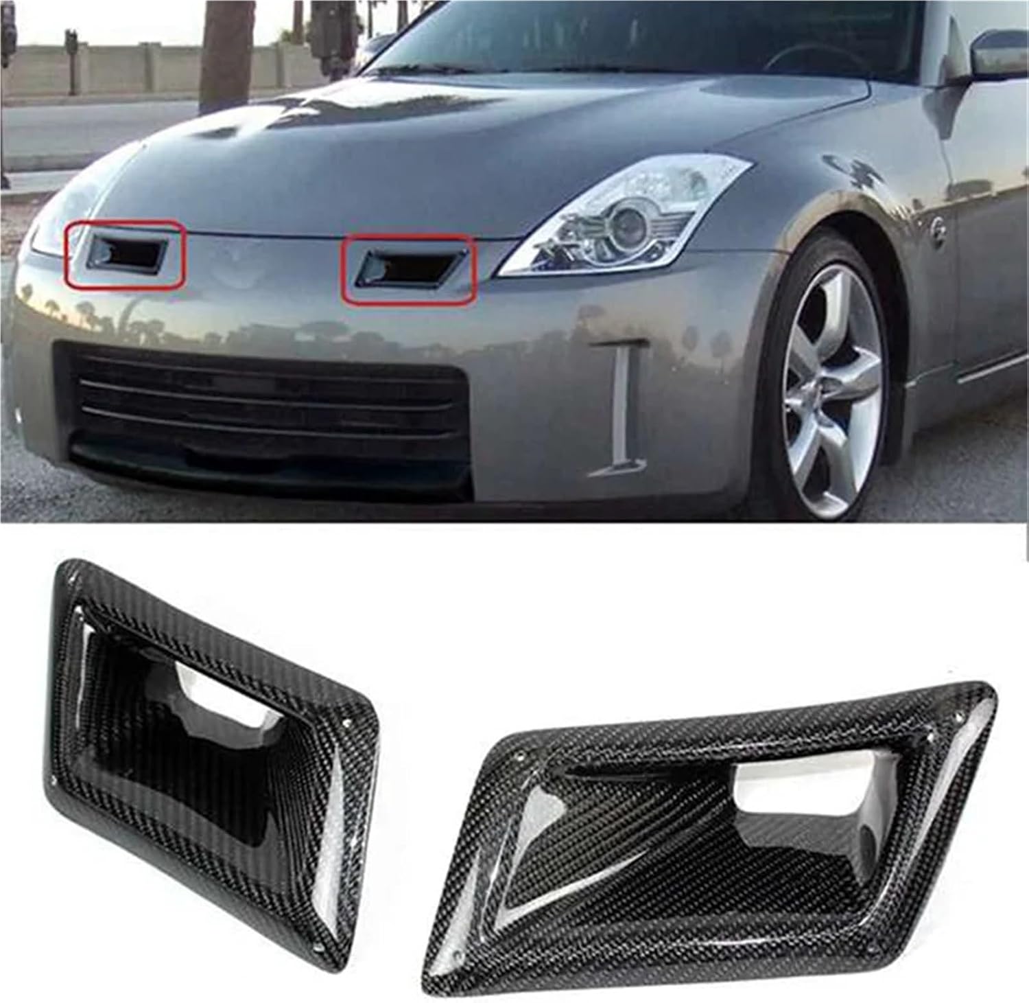 フードフレーム フロントエンジンエアベントバンパー ボンネットスクープカバートリム 日産 350Z Z3 【カーダッシュボード】