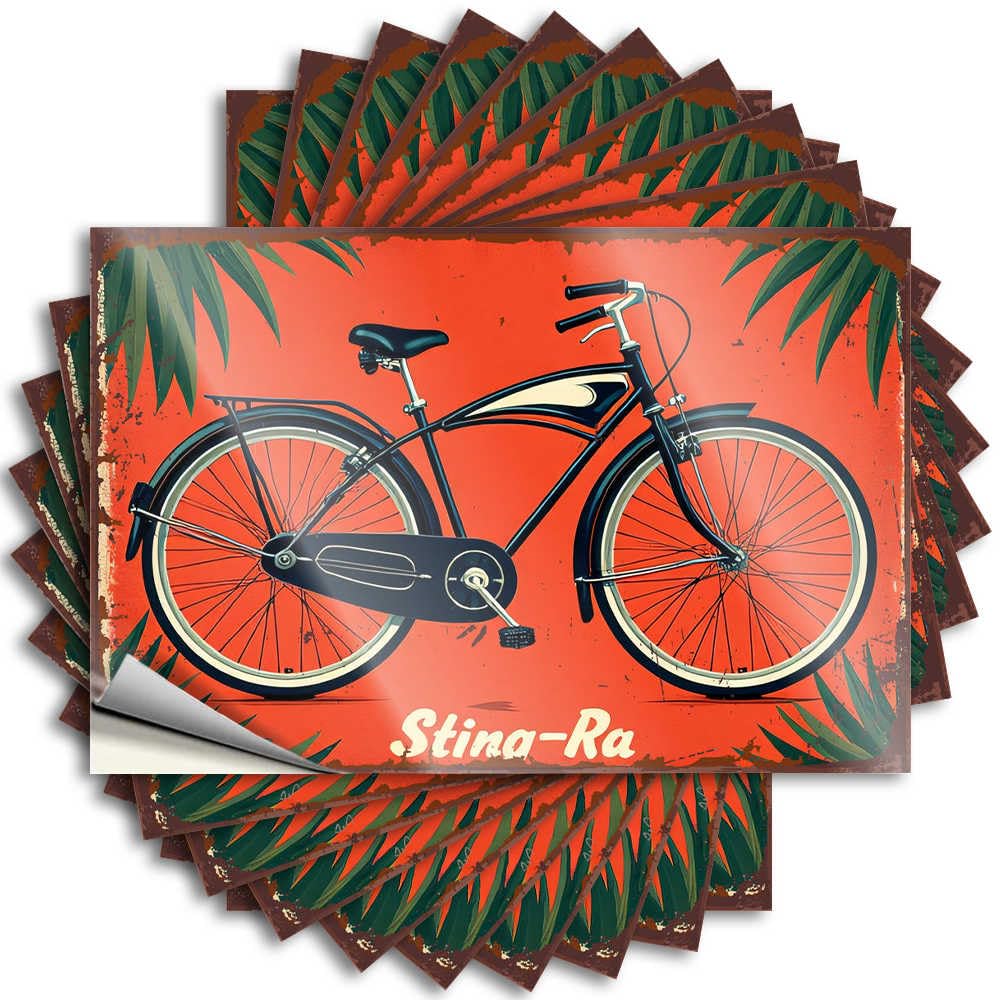Tattoos Housewarming Waterproof Vinyl Sticker | Sting-ra Bicycle: Vintage Design with Palm Leaves Autumn Cover for Dart DIY Projects(6X9CM)