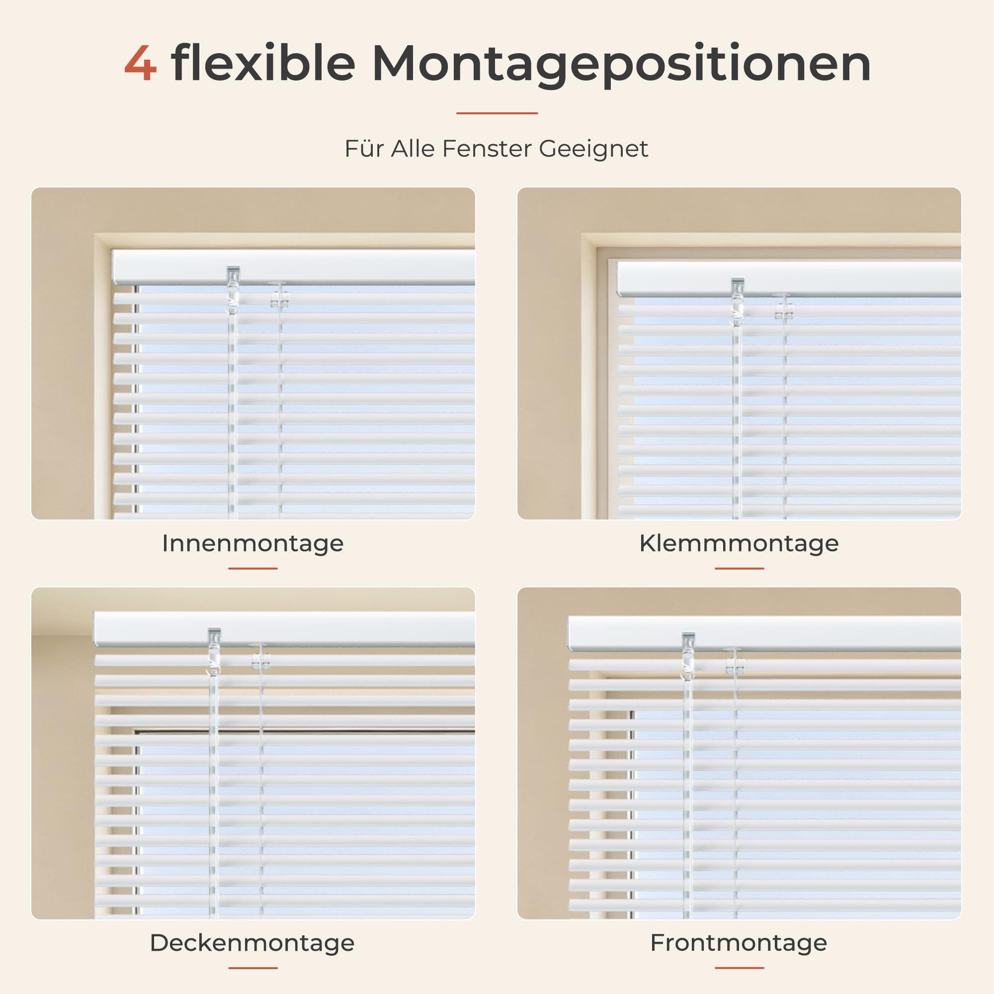 HOMEDEMO Alu Jalousien Fenster ohne Bohren L-Lamellen, 150x175cm, weiß | Aluminium Jalousien für Fenster Innen,Lichtschutz Blendschutz Sonnenschutz, Klemmfix Halterung, Fenster Jalousien Innen