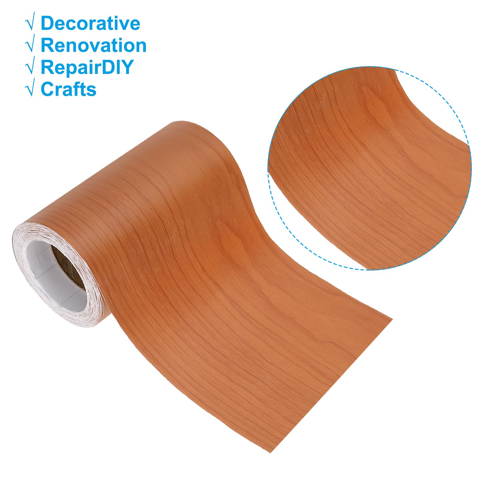 PATIKIL Pellicola Adesiva Legno 12cm x 10m, Nastro Autoadesivo Realistico con Texture Realistica per Porte da Pavimento, Tavoli, Armadi, Scrivanie, Ciliegio Rosso