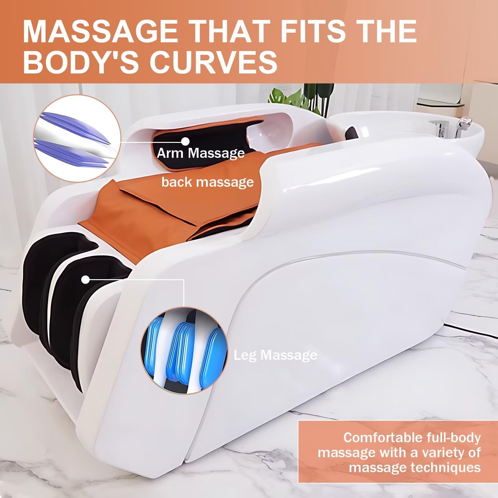 Salon-Shampooliege, Multifunktionale Kopfmassage-Shampooliege mit Keramikbecken